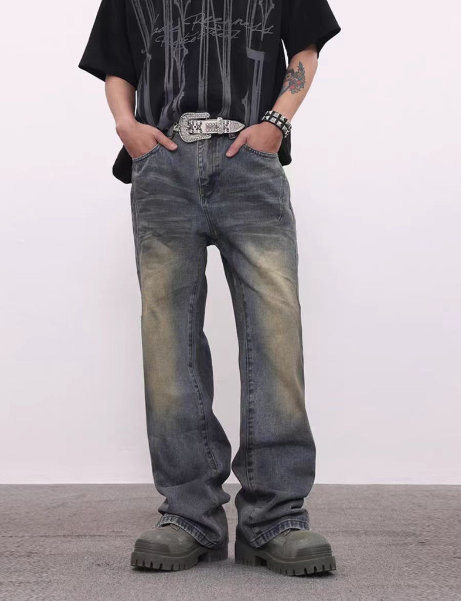 Japanese Brand × Jean High Street Yellow Mud Dirty Dye Micro Flare Jeans Size US 32 / EU 48 - 4 Thumbnail
