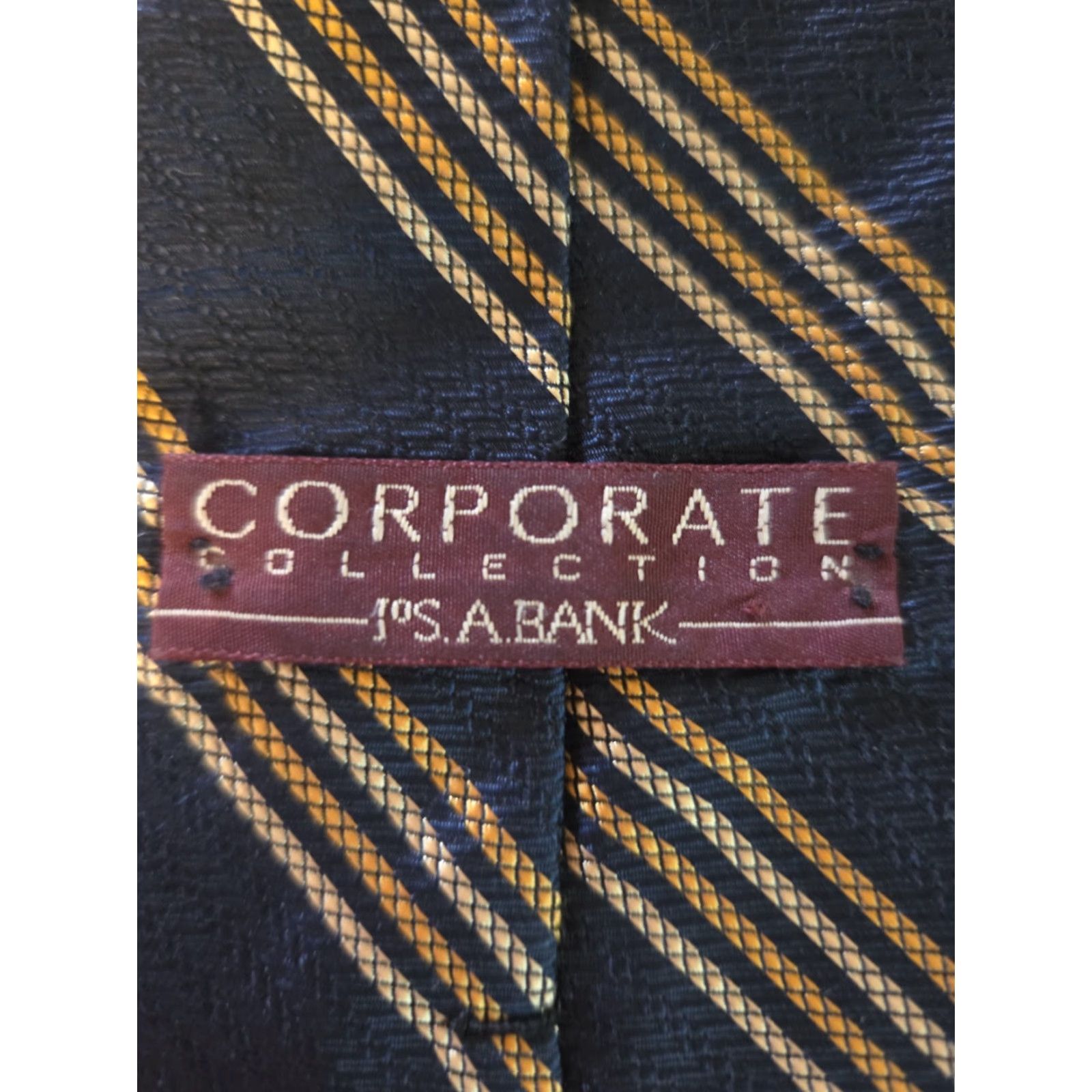 Jos. A. Bank Jos A Bank Corporate Collection Navy Blue Gold Striped Mens Neck Tie Silk Tie Size ONE SIZE - 5 Thumbnail