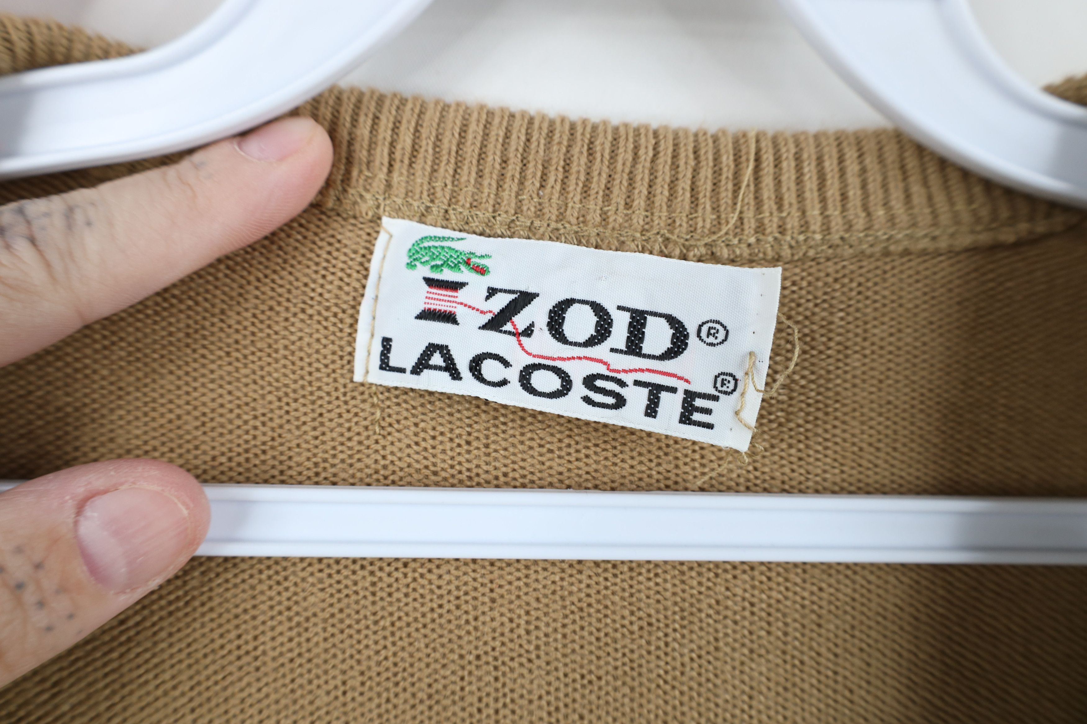 Lacoste Vintage 80s Izod Lacoste Croc Logo Knit Sweater Brown USA Size US L / EU 52-54 / 3 - 9 Thumbnail