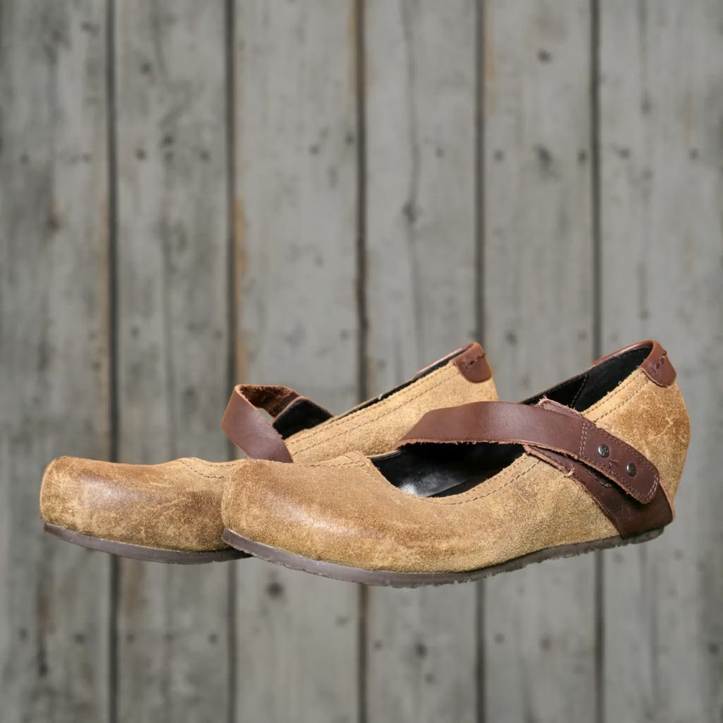 Vintage OTBT Salem Brown Burnished Suede Wedge Heel Mary Jane Clog Loafers Sz. 9M Womens Shoes Size US 9 / IT 39 - 1 Thumbnail
