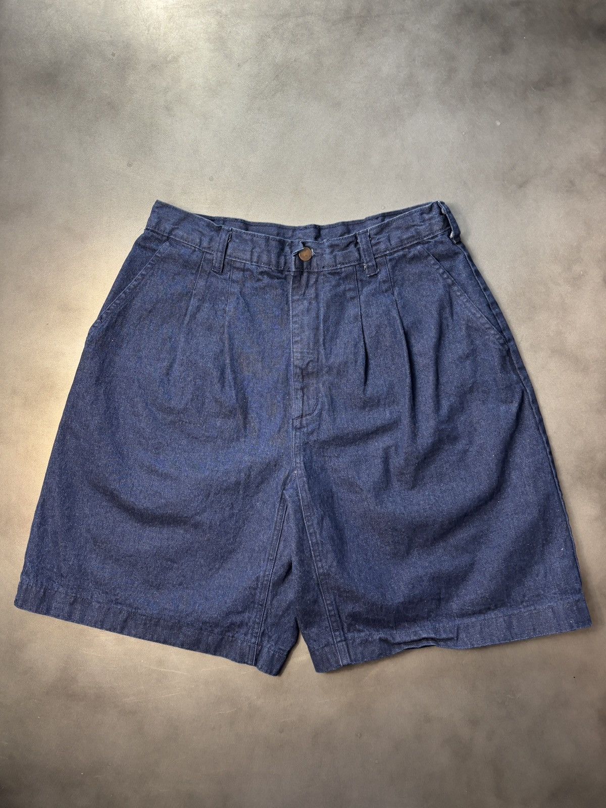 Vintage 1990s Vintage Pleated Jean Shorts Dark Denim Jorts USA Made Size US 29 - 13 Thumbnail