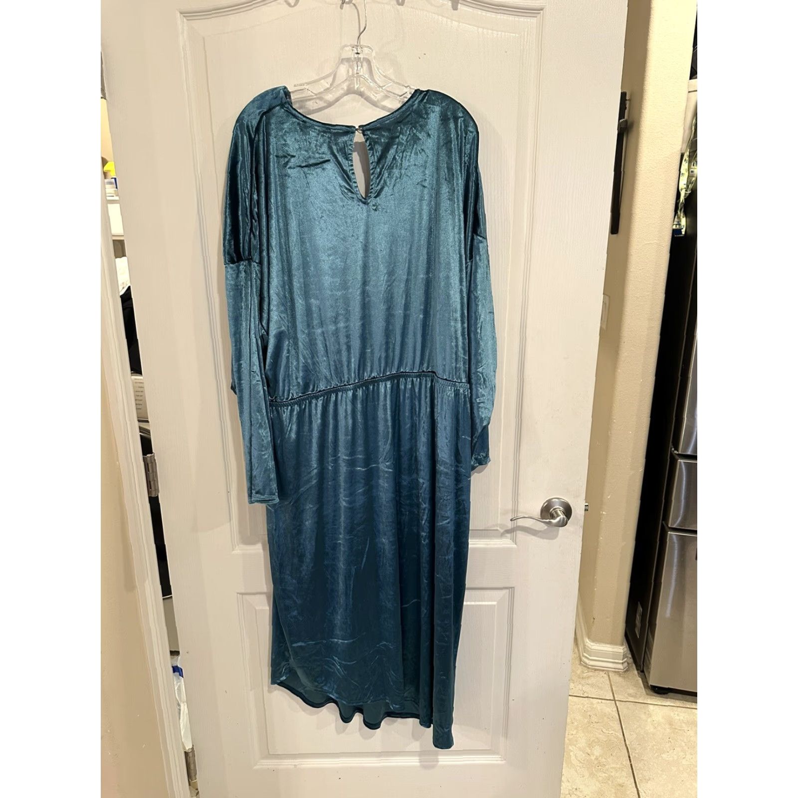 Vintage Lane Bryant Dress Midi Velvet Asymmetric Hem Women Plus 32 Teal Velvet Midi Dress 32 Womens Plus Size Size XXS / US 00 / IT 34 - 5 Thumbnail