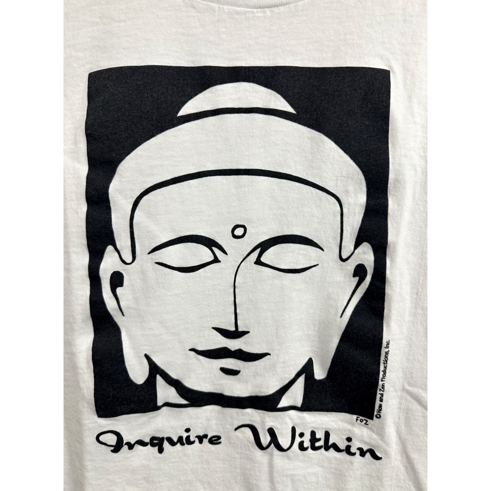 Vintage VTG 90s Buddha Siddhartha Inquire Within Buddhism Short Sleeve T-Shirt M White Mens Size US M / EU 48-50 / 2 - 4 Thumbnail