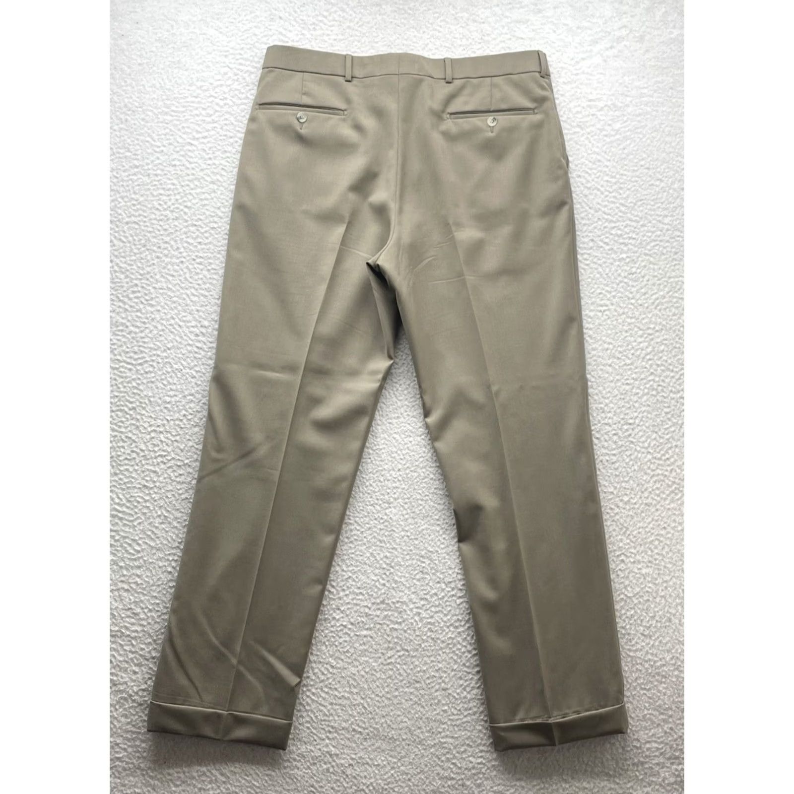 Vintage BALLIN Dress Pants Mens 37x32 Wool Khaki Brown Comfort-EZE Super 120s Size US 37 - 6 Thumbnail