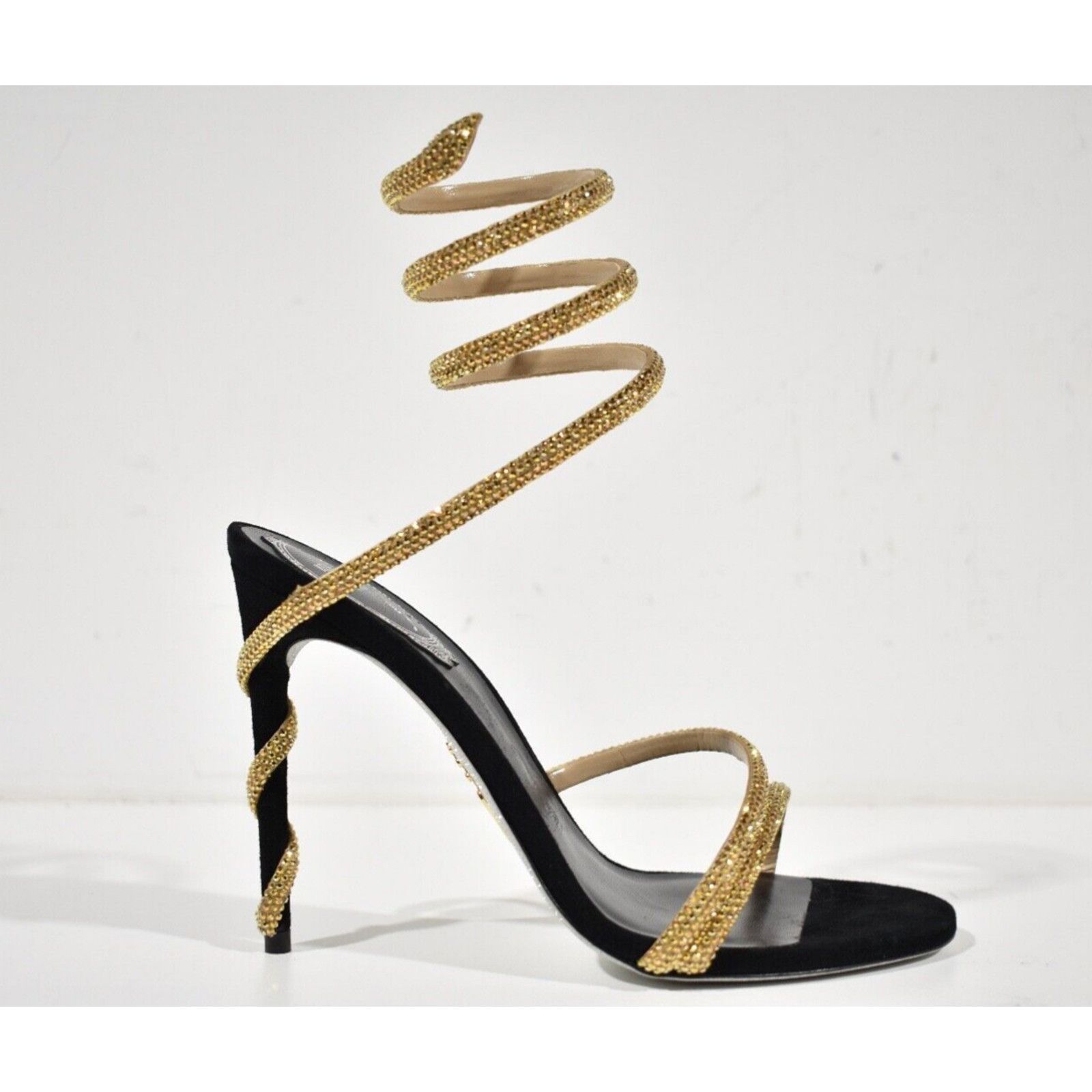 Rene Caovilla Margot Crystal Ankle Wrap Strap Sandal Heel Pump 37 Size US 7 / IT 37 - 2 Thumbnail