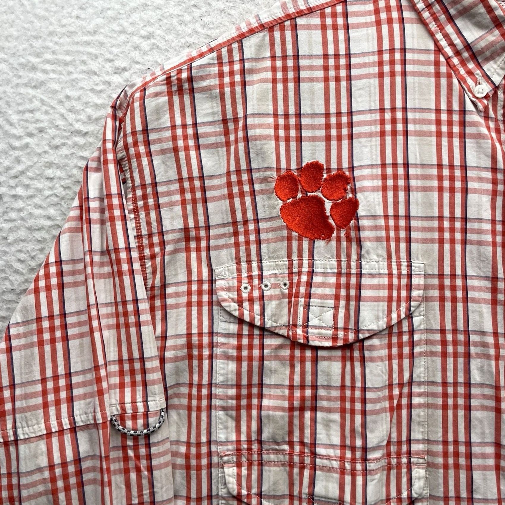 Vintage Columbia PFG Omni-Shade Clemson Tigers Shirt Mens 2XL Orange Plaid Button-Up Size US XXL / EU 58 / 5 - 3 Thumbnail
