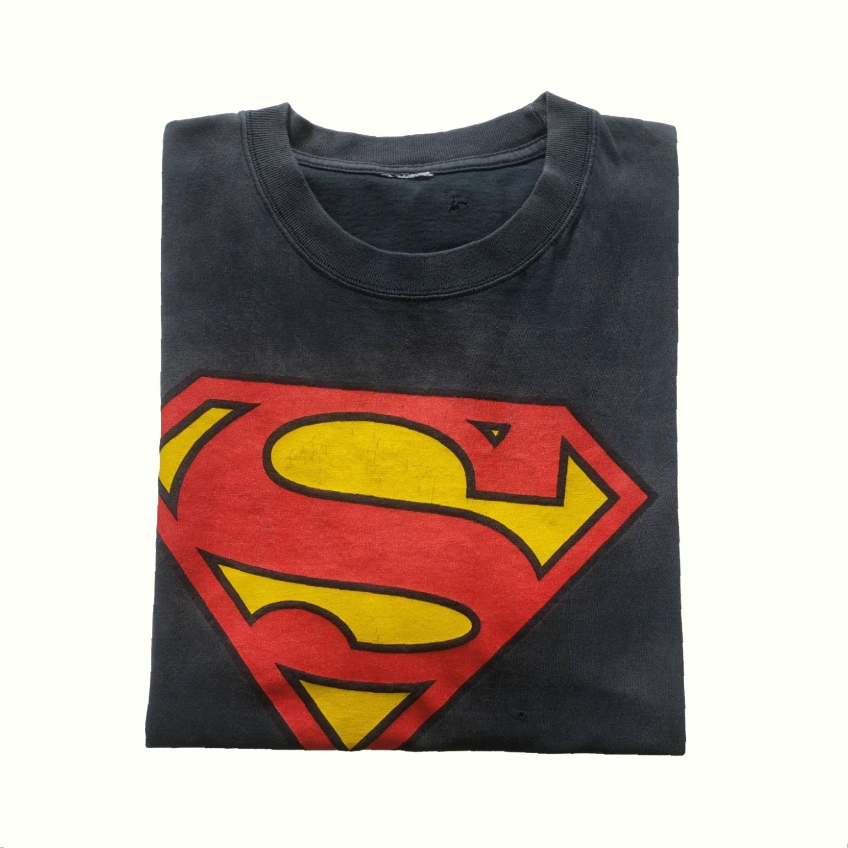 DC Comics VINTAGE Superman DC Comics Cartoon Black Distressed Graphic T Shirt XL Mens Retro Y2K Graphic Print Shirt Size US XL / EU 56 / 4 - 2 Thumbnail