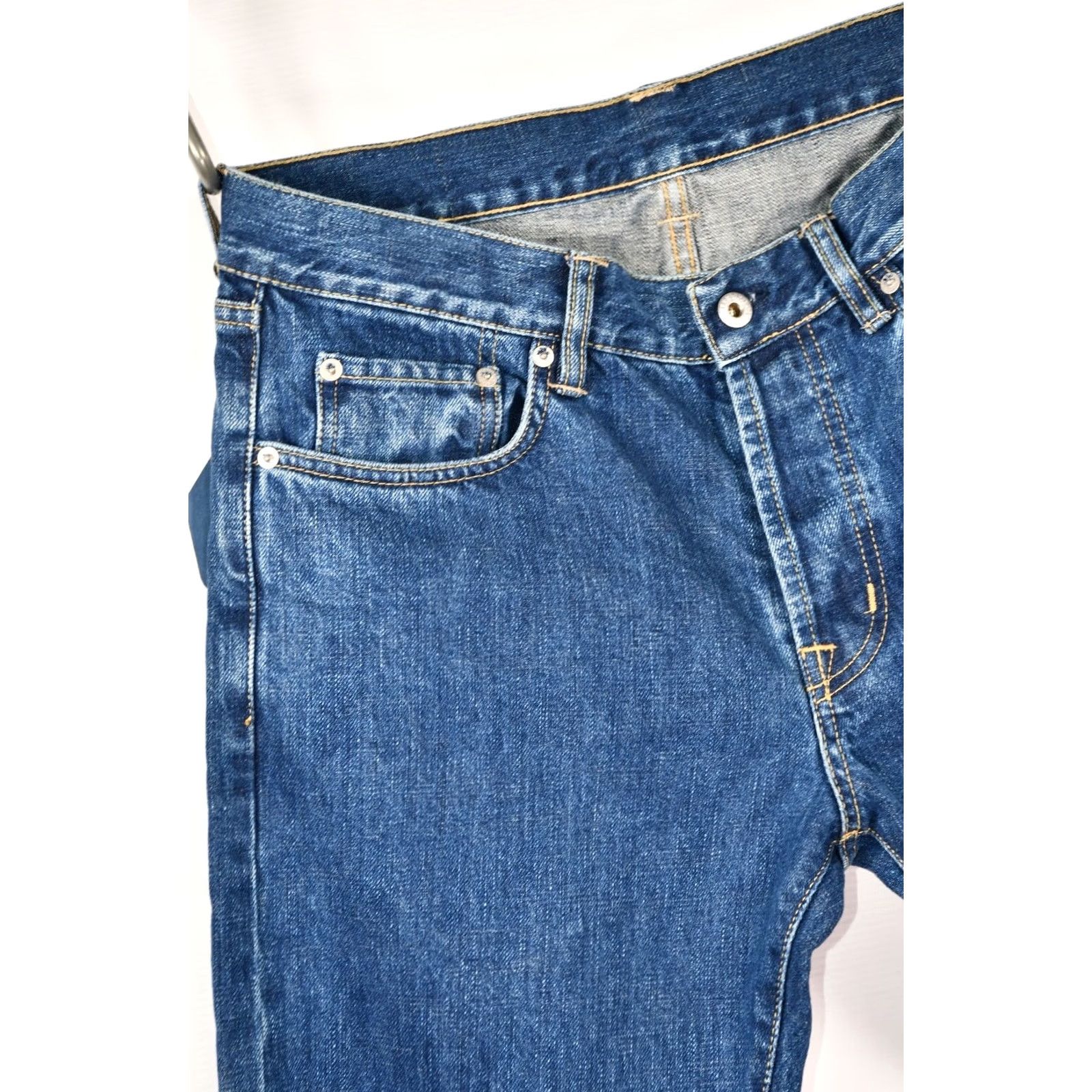 Denime ASPHALTE Candiani Selvedge Denim Jeans Men W32 5-Pocket Design Blue Cotton Regular Inseam 32.68 inch INSEAM 32” W32 Blue Denim Jeans Mens Size US 32 / EU 48 - 6 Thumbnail