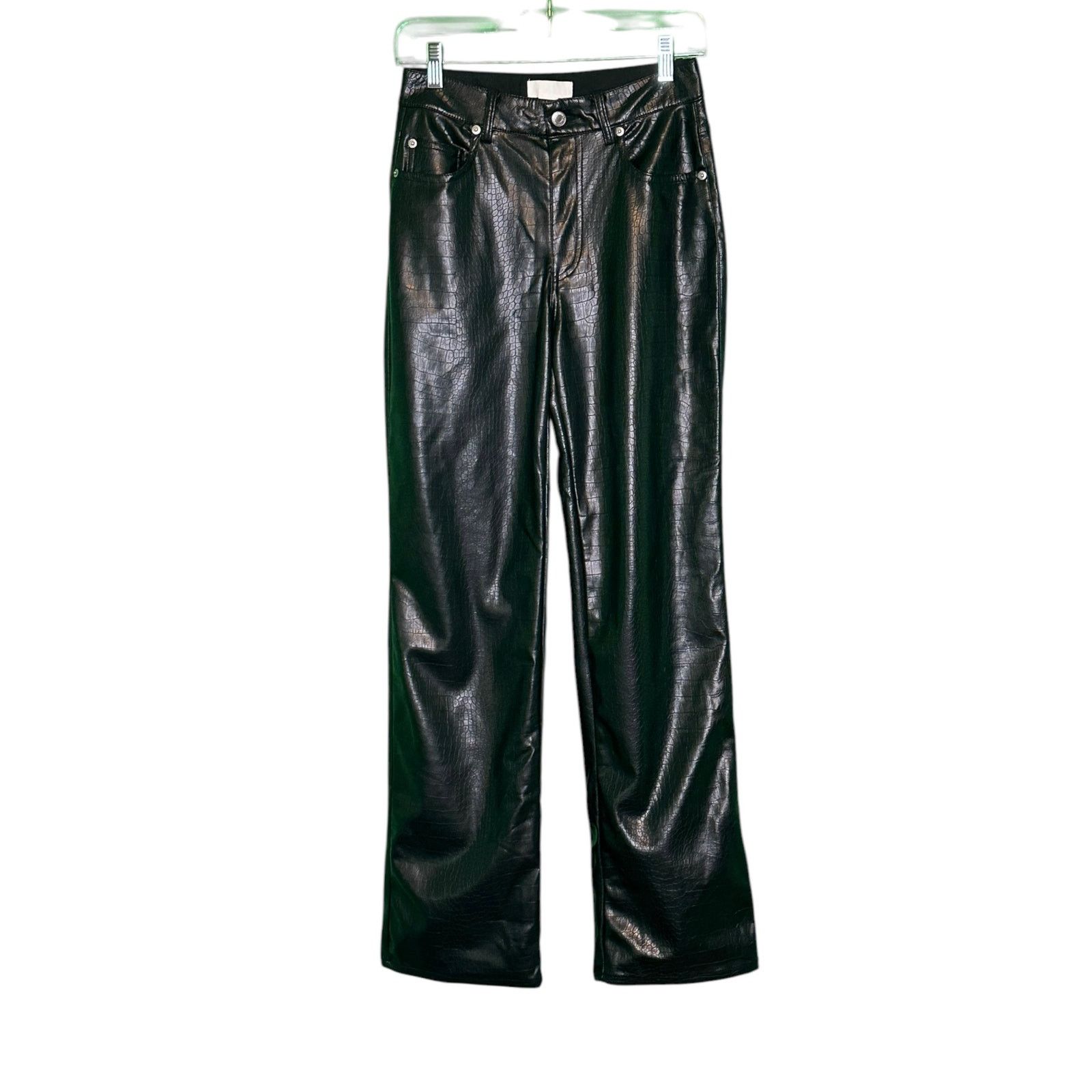 H&M H&M black faux crocodile leather straight leg pants size 4 Size 27" / US 4 / IT 40 - 17 Thumbnail