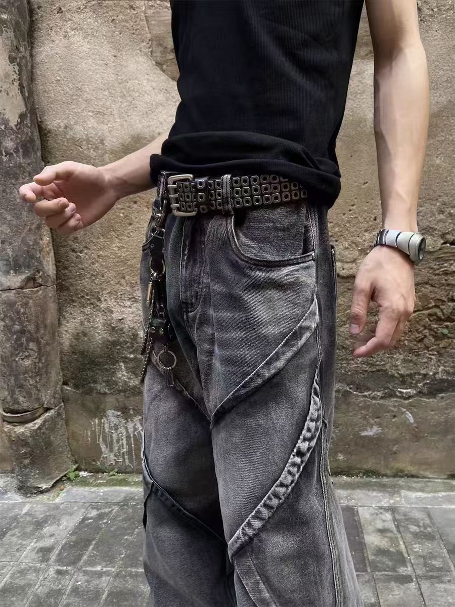 Japanese Brand × Jean Vintage Wash Deconstructed Spliced Wide Leg Jeans Size US 30 / EU 46 - 5 Thumbnail