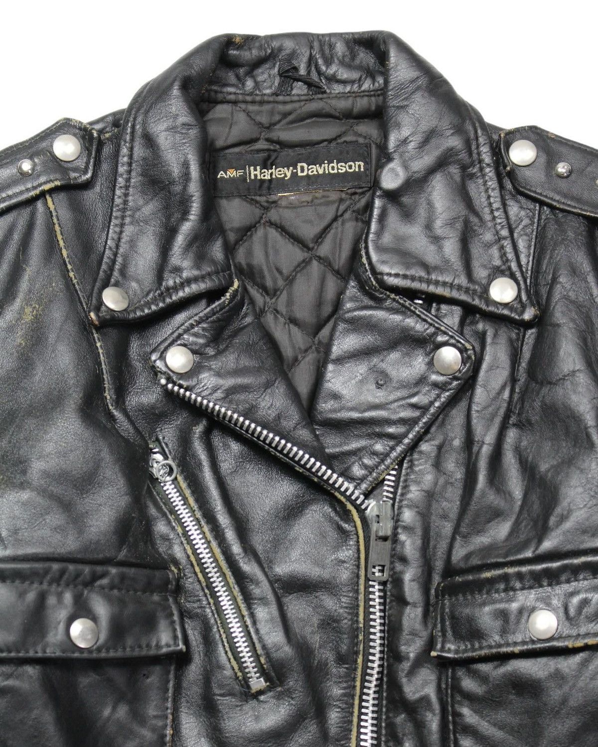 Vintage 1970S HARLEY DAVIDSON CYCLE QUEEN LEATHER BIKER JACKET Size S / US 4 / IT 40 - 3 Thumbnail