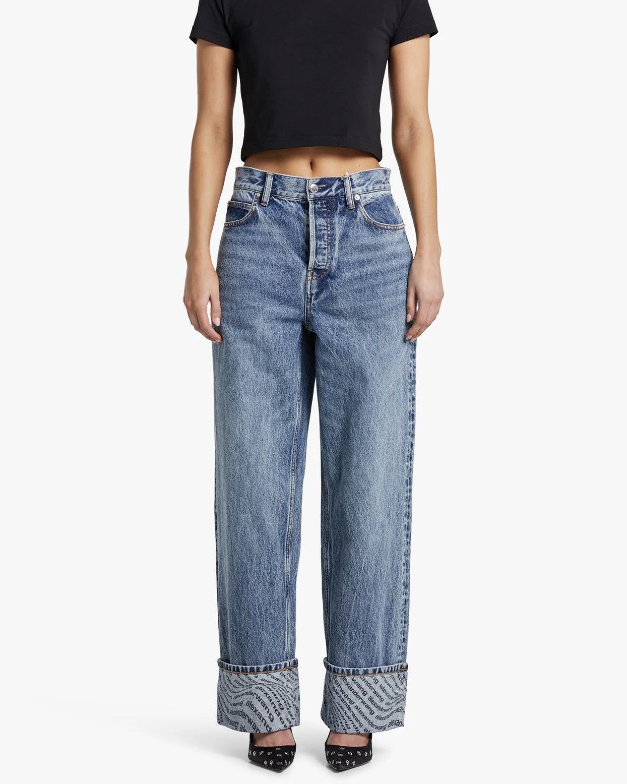 Alexander Wang Alexander Wang Wide Jean W/Logo Printed Cuff Size 24" / US 00 / IT 34 - 7 Thumbnail