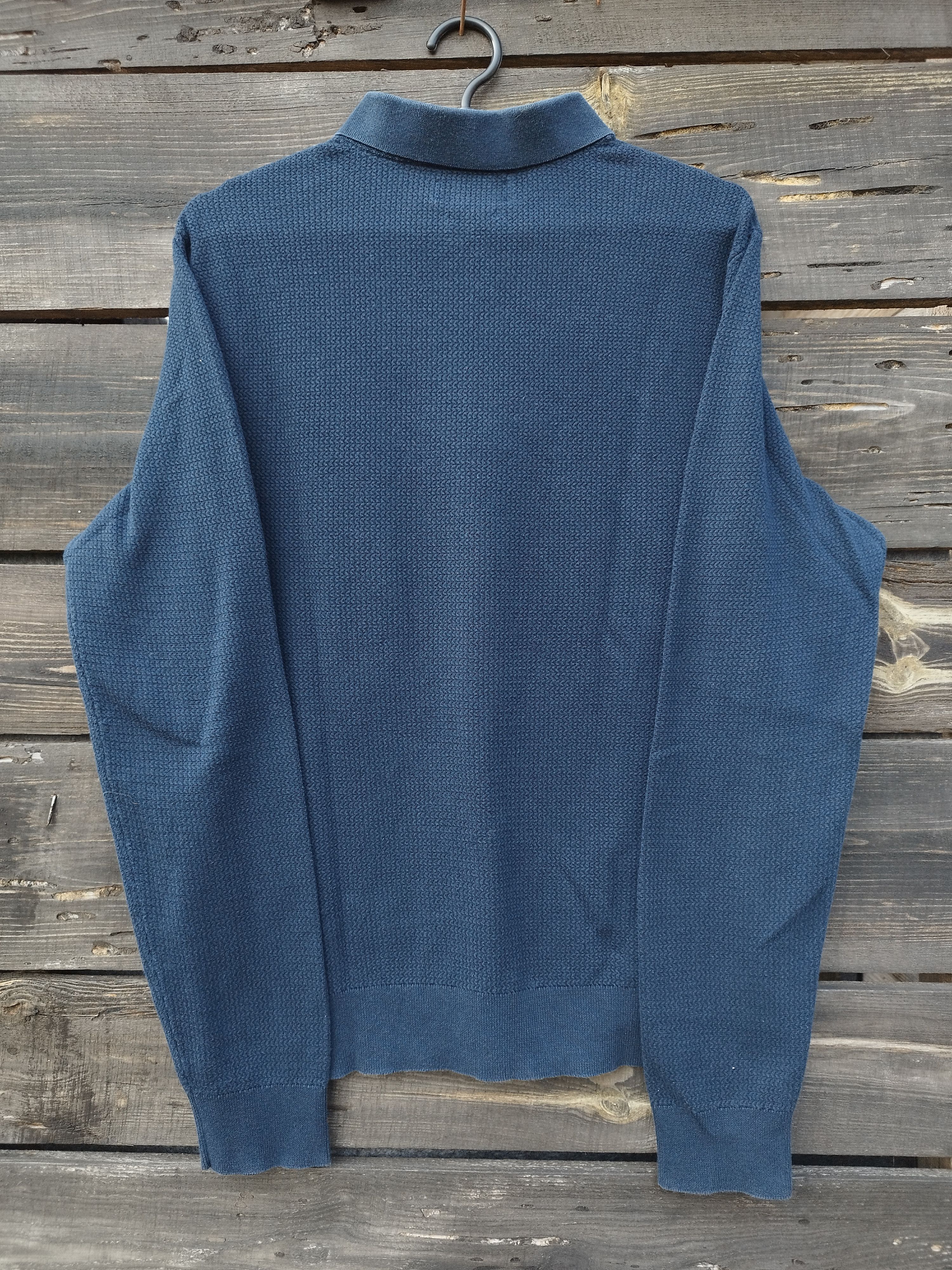 Polo Ralph Lauren Polo Ralph Lauren Navy Textured Knit Long Sleeve Polo Size US L / EU 52-54 / 3 - 10 Thumbnail