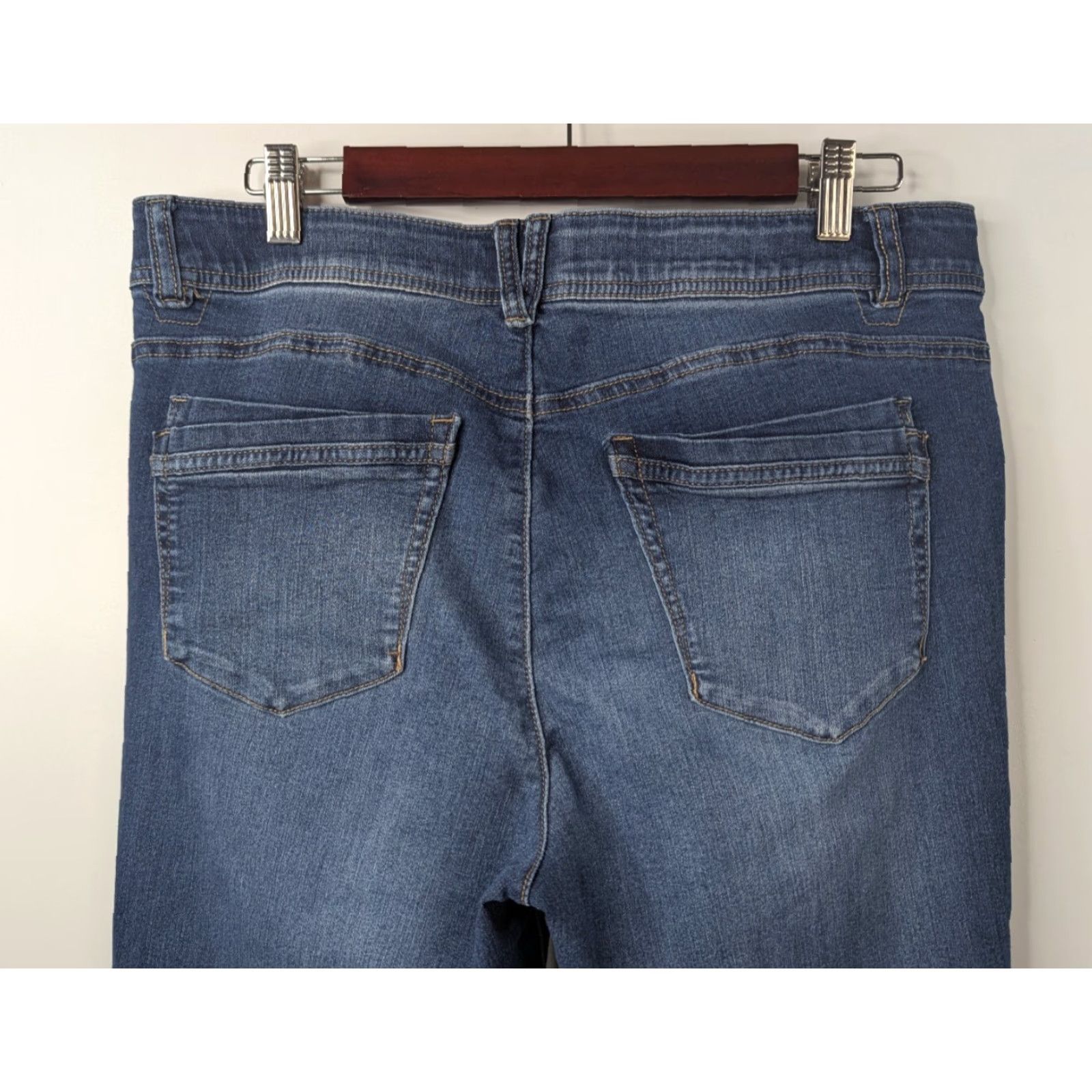 Vintage Democracy Ab Solution Straight Leg Jeans Size 14 High Rise Tummy Control Blue Denim Women Shaping 5-Pocket Raw Hem Casual Size 36" / US 14 / IT 50 - 5 Thumbnail