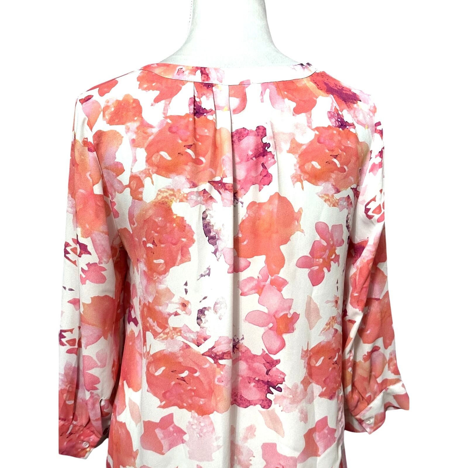Other Lila Rose Tunic Top Split V-Neckline Floral Pink Orange S Size S / US 4 / IT 40 - 5 Thumbnail