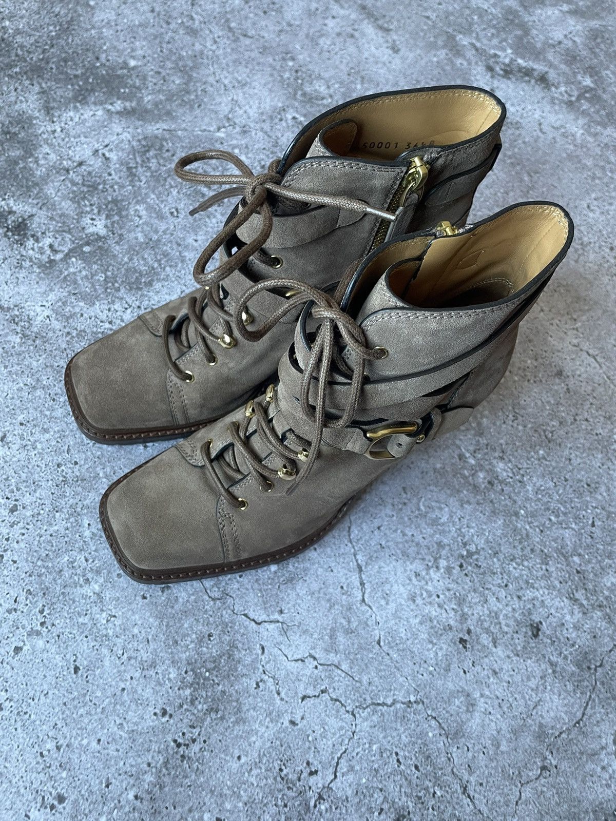 Ralph Lauren Purple Label Ralph Lauren Purple Label Evarista Suede Lace-Up Boots Taupe Size US 6.5 / IT 36.5 - 4 Thumbnail