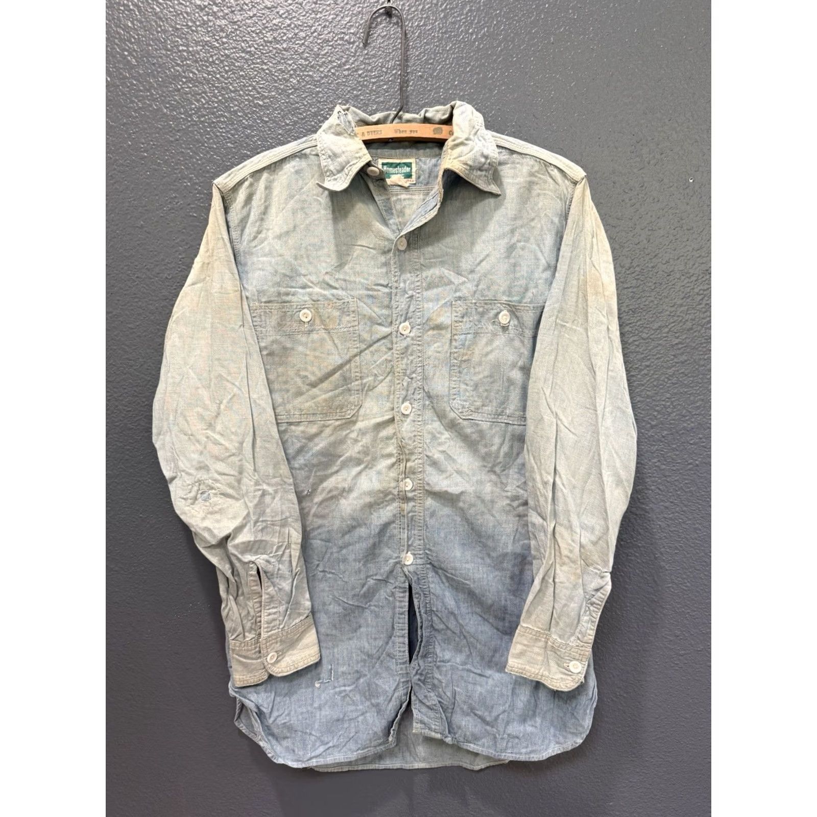 Vintage VINTAGE 40’s Homesteader Chambray Shirt Sanforized Cotton Sz M Mens Medium 30in 19in Pit to Pit Size US M / EU 48-50 / 2 - 3 Thumbnail