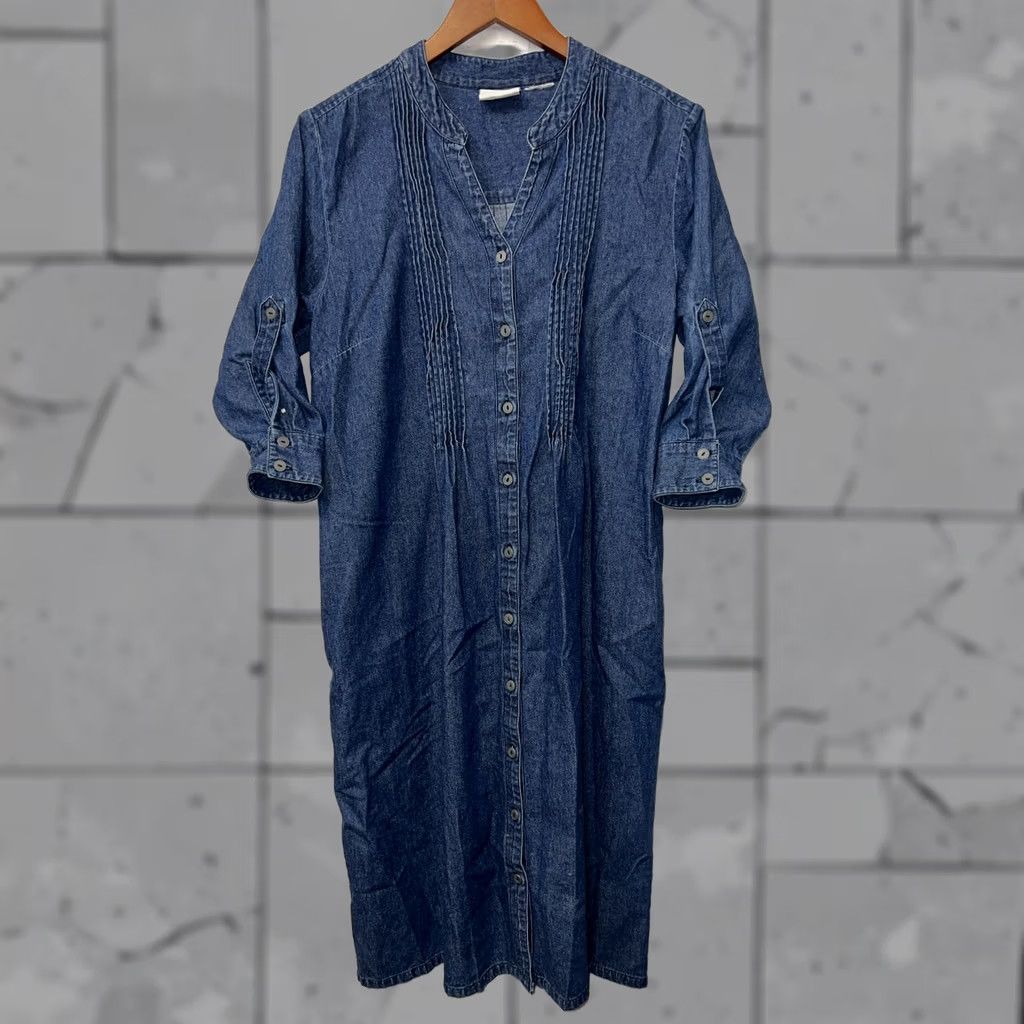Denime The Vermont Country Store Blue Denim Button Up Shirt Dress Womens Size L Size L / US 10 / IT 46 - 1 Thumbnail