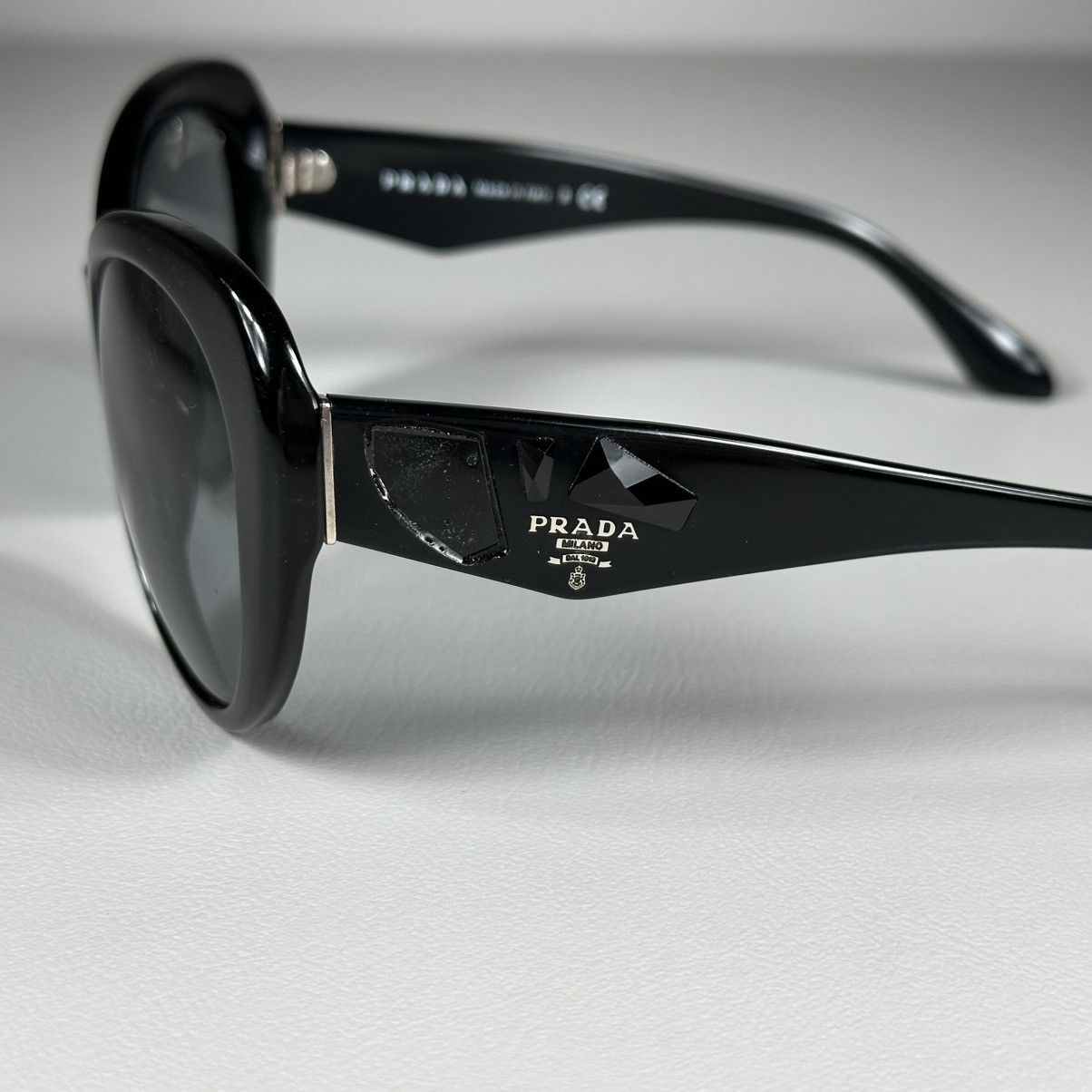 Prada Prada Milano SPR26Q Oversized Cat Eye Black Sunglasses Size ONE SIZE - 6 Thumbnail
