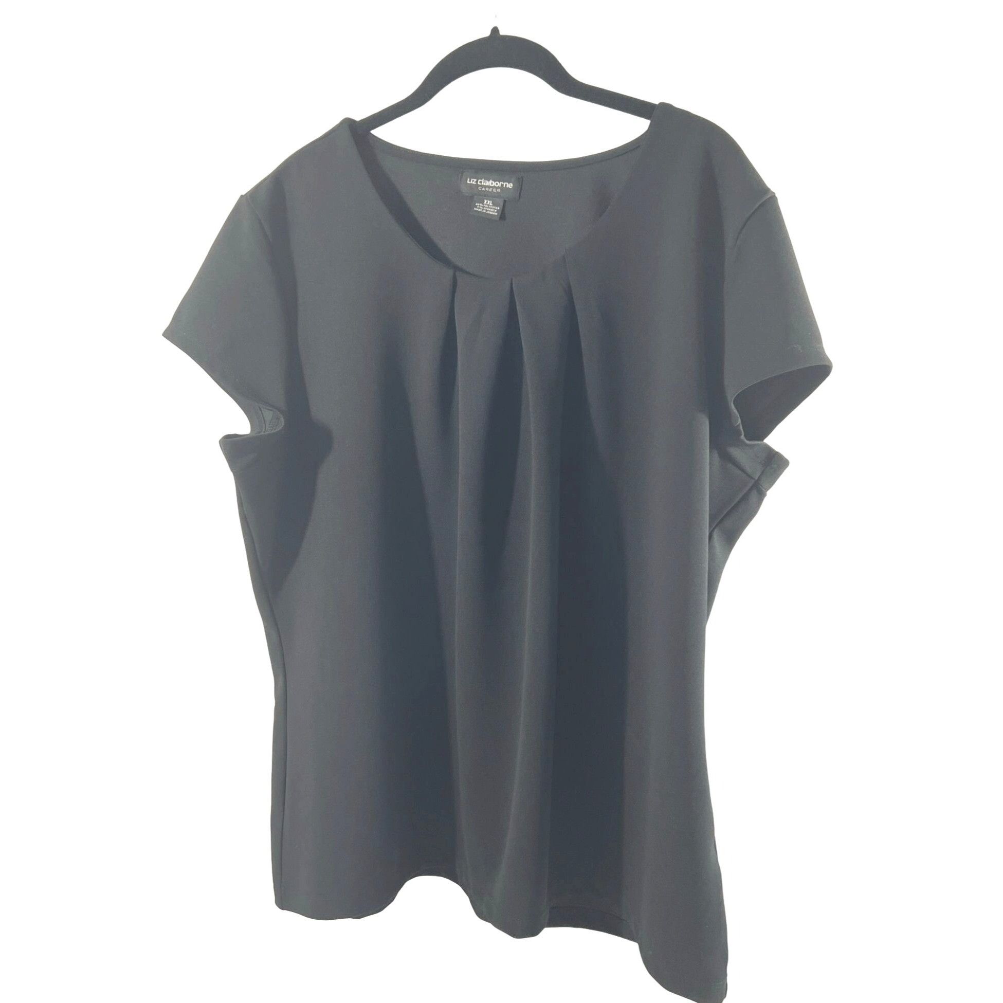 Liz Claiborne Liz Claiborne Black Short Sleeved Blouse XXL Size XXL / US 16-18 / IT 52-54 - 1 Thumbnail