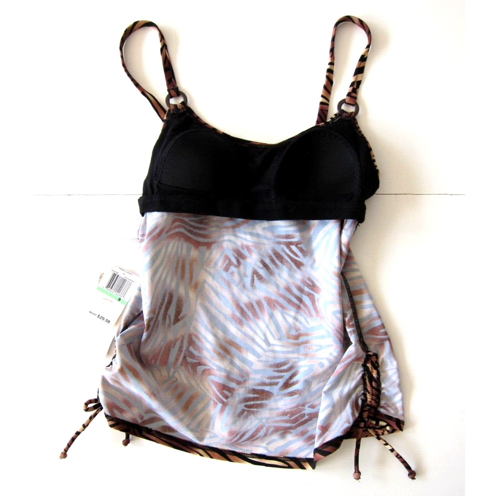 Vintage NWT Tropical Honey Tankini Built In Bra Swim Top 8 Women XS Pink Animal Print 90s? Size M / US 6-8 / IT 42-44 - 5 Thumbnail
