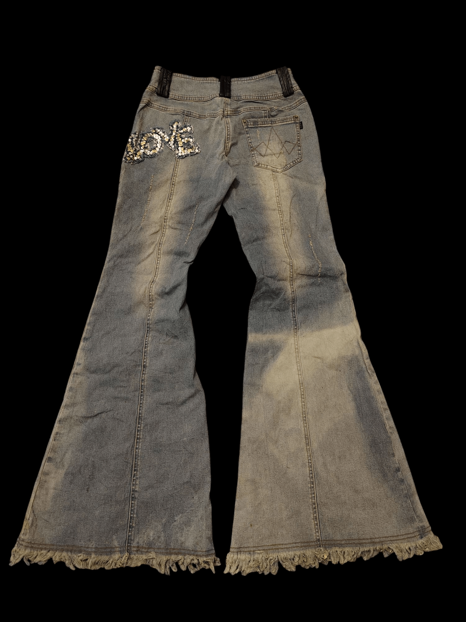 If Six Was Nine × Japanese Brand × Tornado Mart Insane 90s Poupine Bell Bottom distressed Jeans any patches Size 26" / US 2 / IT 38 - 2 Thumbnail