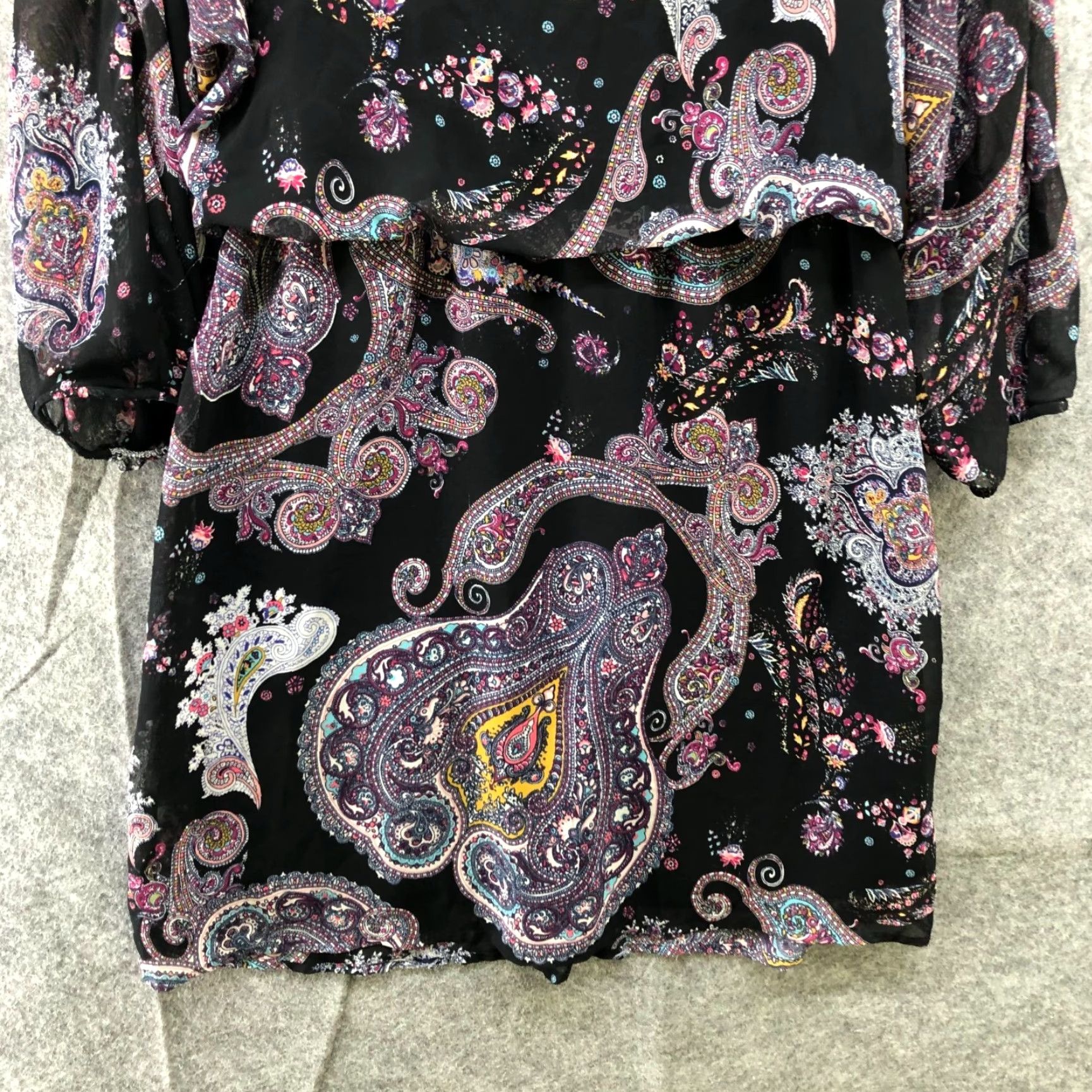 Express VINTAGE Express Purple Paisley Blouson Dress XS Chiffon 3/4 Sleeve Crew Neck Short Dress Womens Express" Size XS / US 0-2 / IT 36-38 - 4 Thumbnail