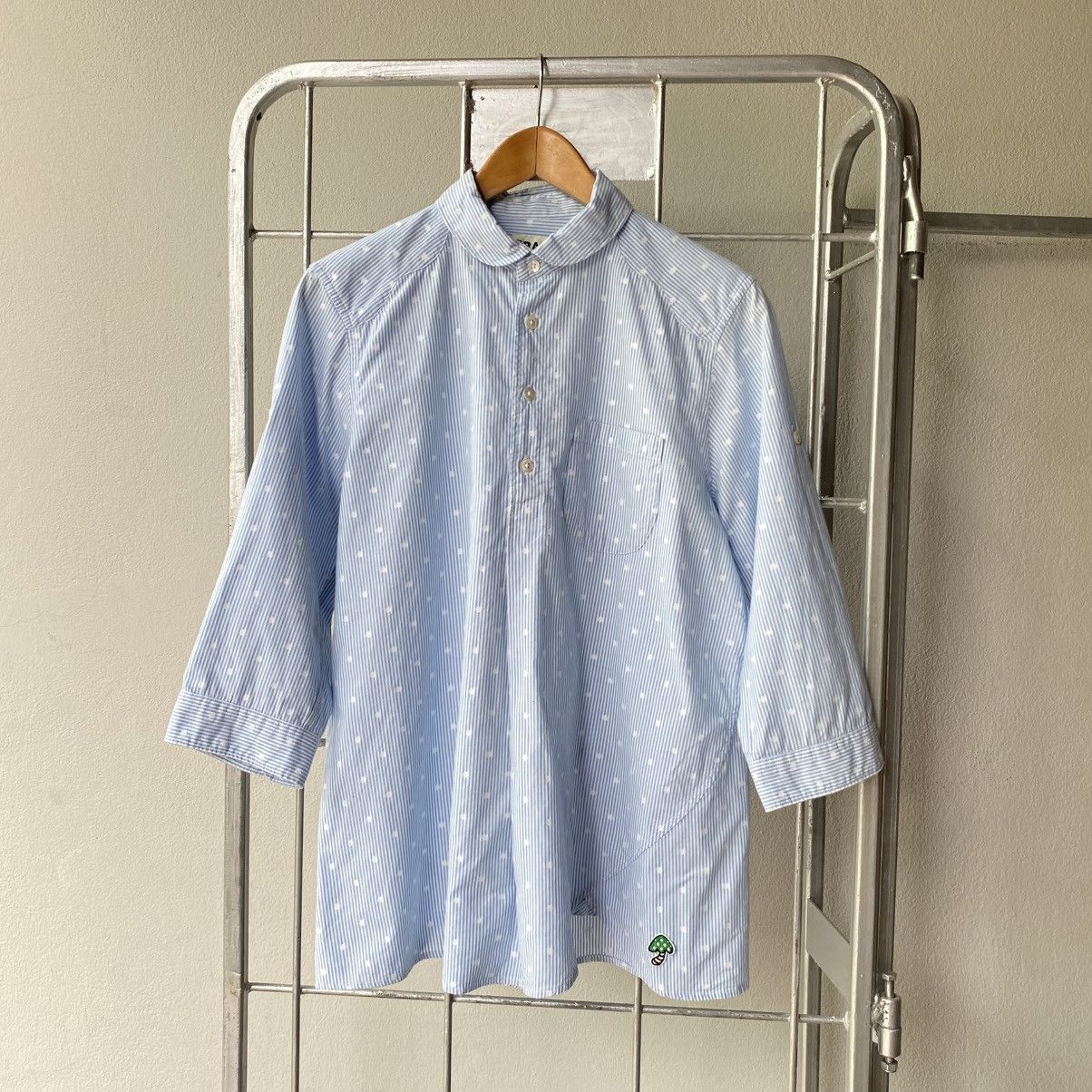 Frapbois FRAPBOIS Light Blue Stripe Polka Dot Shirt Size M / US 6-8 / IT 42-44 - 1 Thumbnail