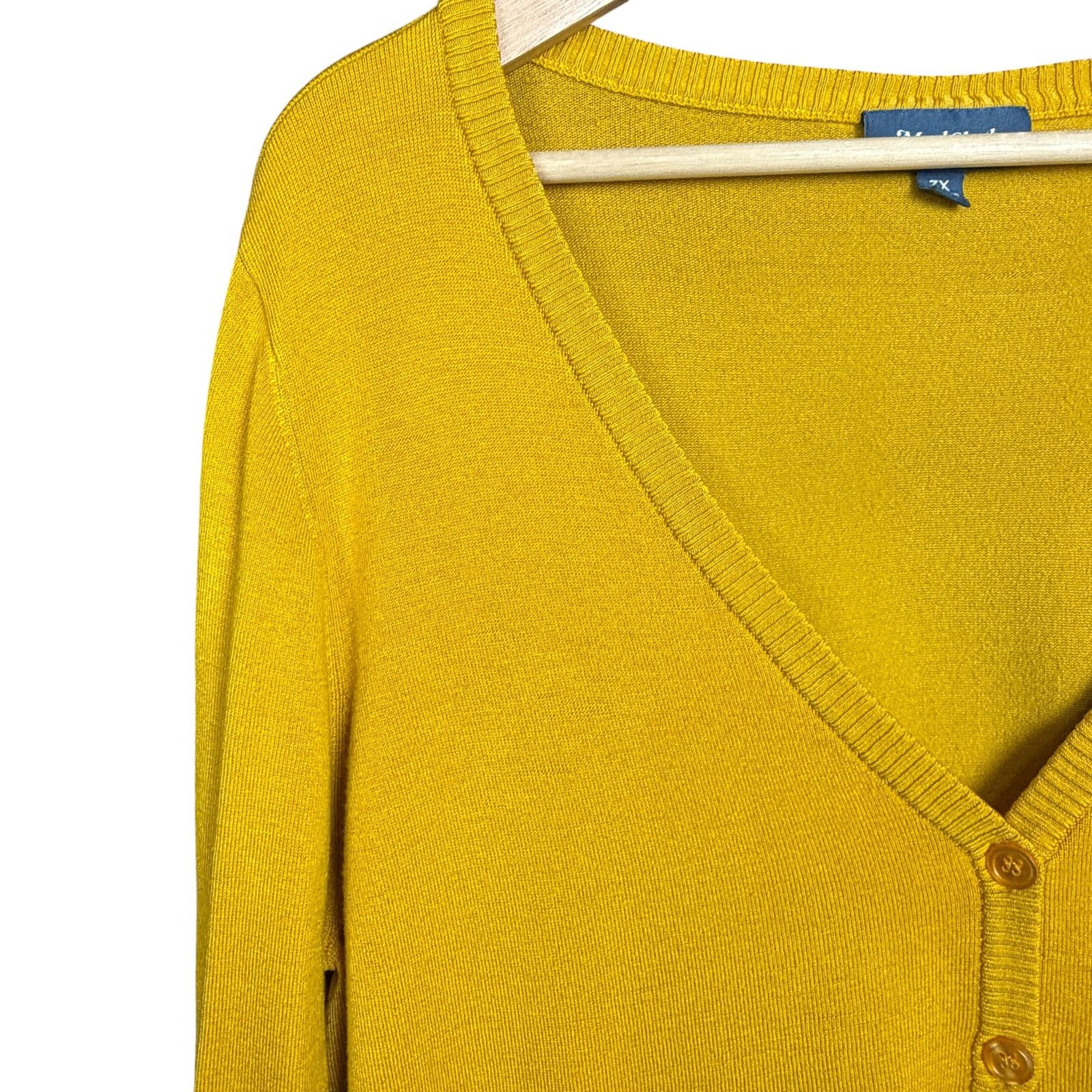 Other ModCloth Women's Plus 3X Golden Yellow V Neck Cardigan Size 3XL / US 20-22 - 3 Thumbnail