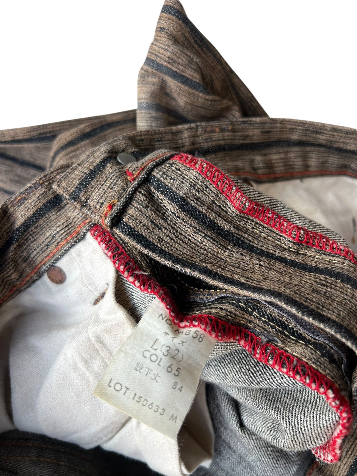 Schlussel Vintage BLUE WAY Japan Faded Striped Denim Flare Jeans Size US 32 / EU 48 - 21 Thumbnail