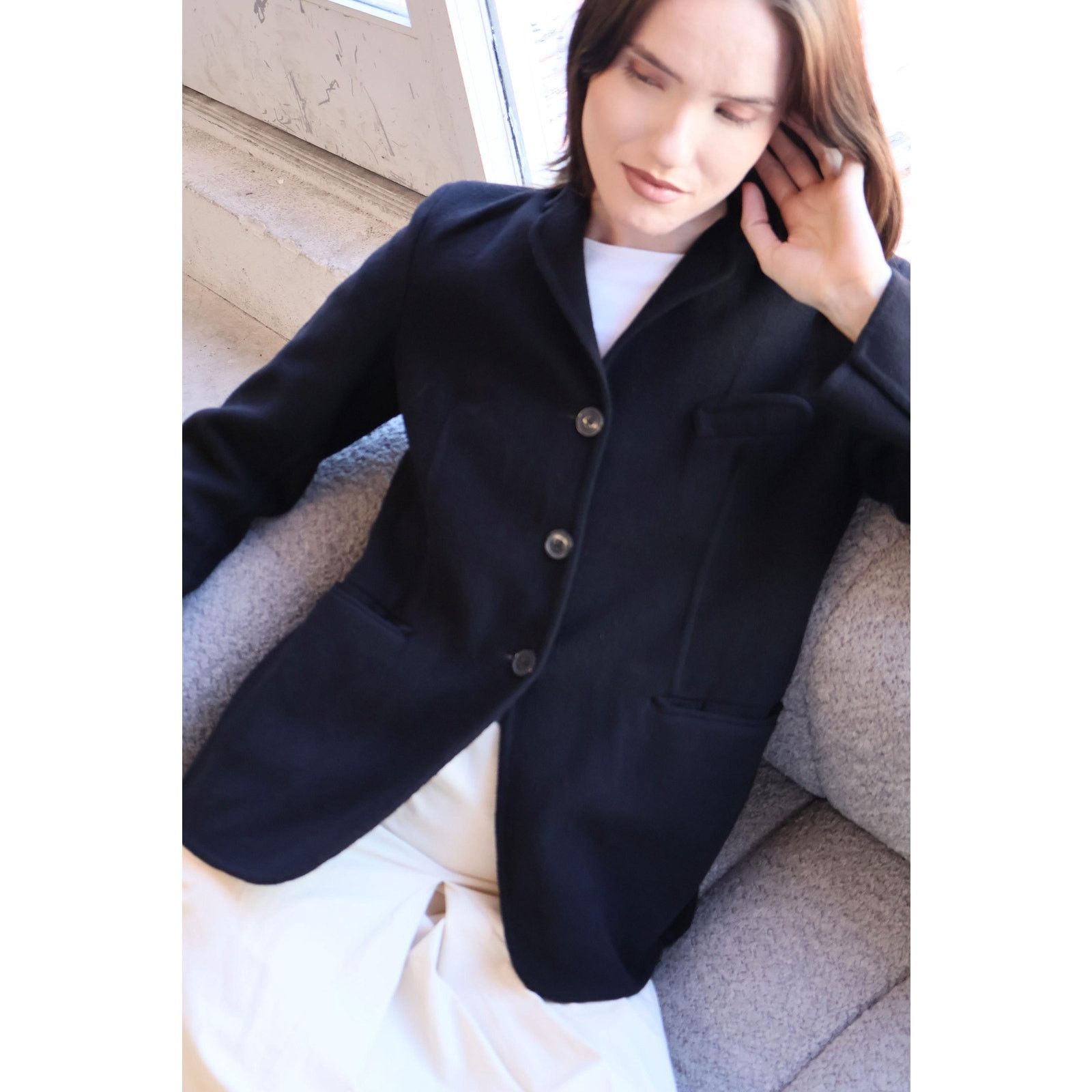 Jil Sander Vintage JIL SANDER Black Cashmere Boxy Blazer Size S / US 4 / IT 40 - 4 Thumbnail