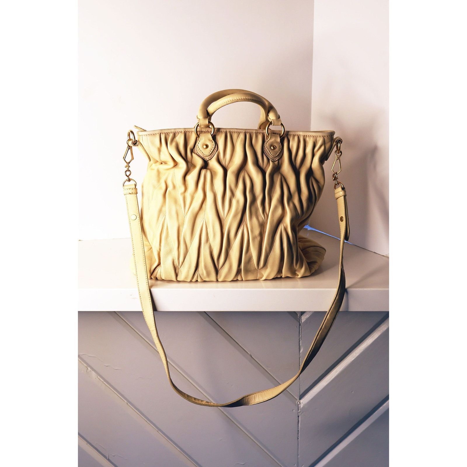 Miu Miu Vintage Miu Miu Nude Matelasse Leather 2 Way Bag Size ONE SIZE - 7 Thumbnail