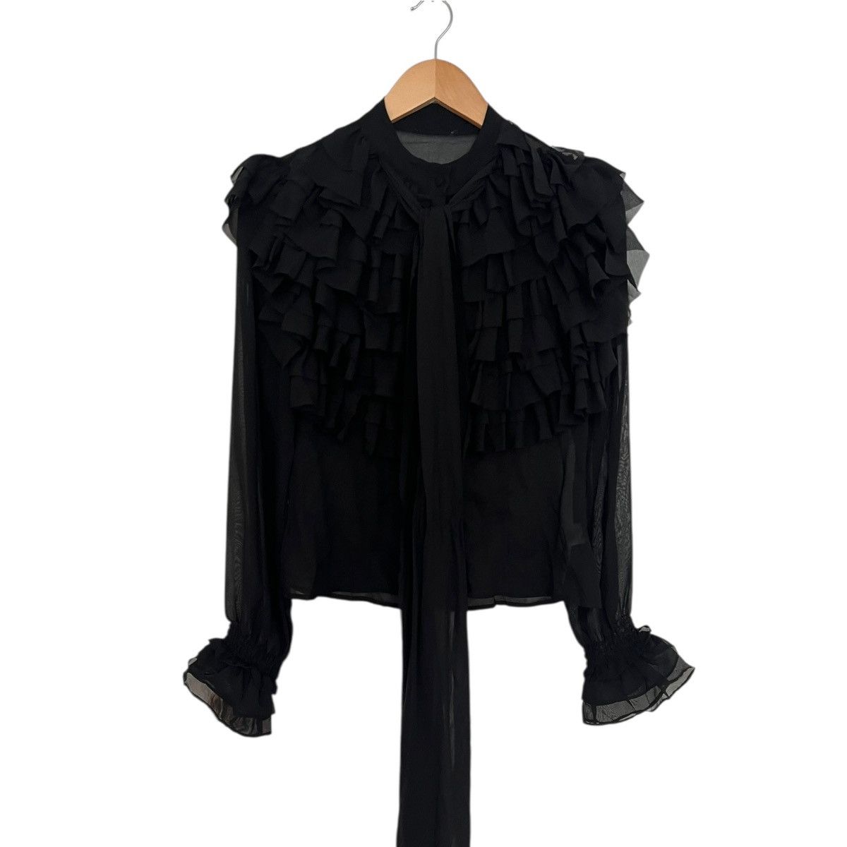 Vintage Ruffle frill necktie blouse Size S / US 4 / IT 40 - 2 Thumbnail