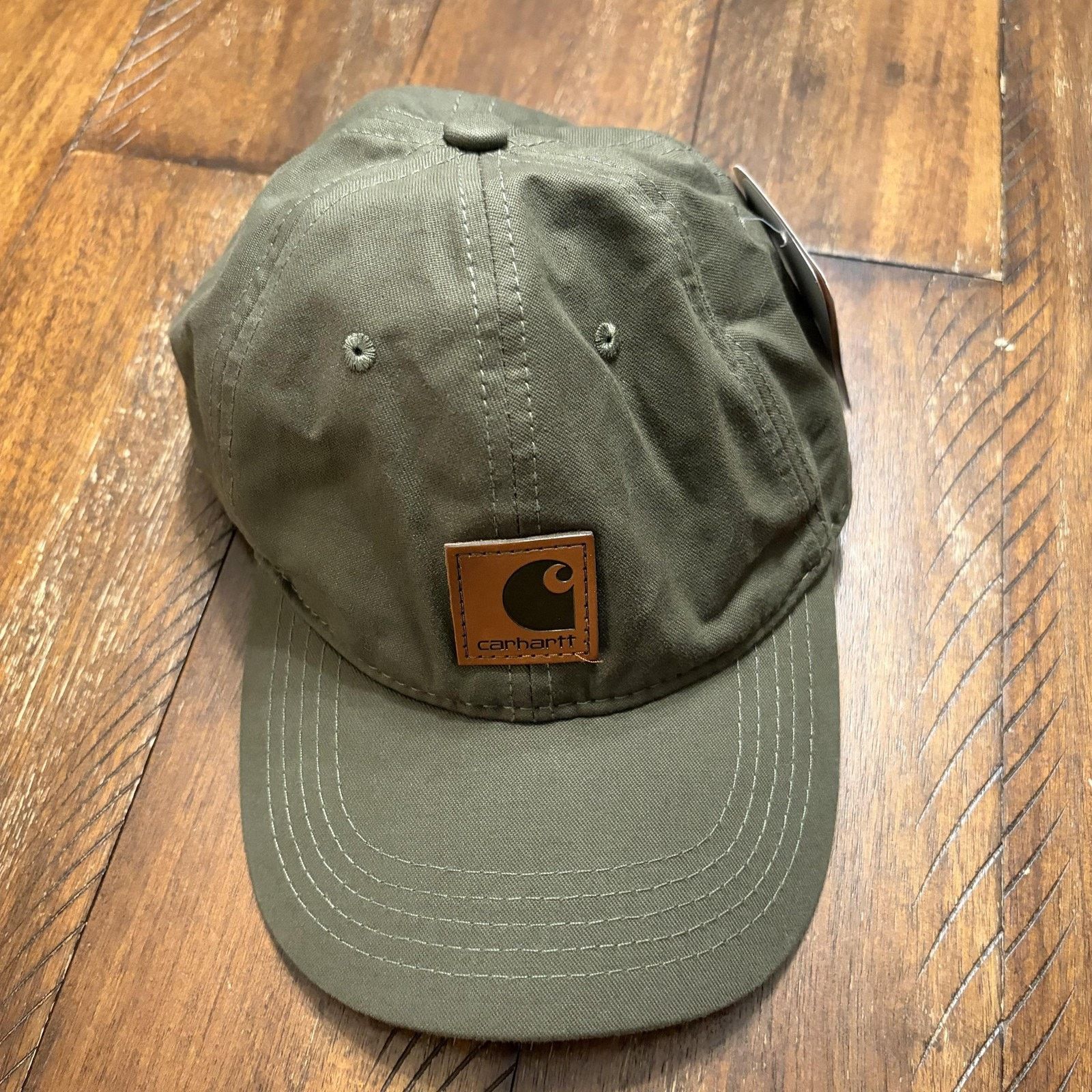 Carhartt Carhartt Hat Cap Strap Back Mens Green Canvas Leather Patch Size ONE SIZE - 4 Thumbnail