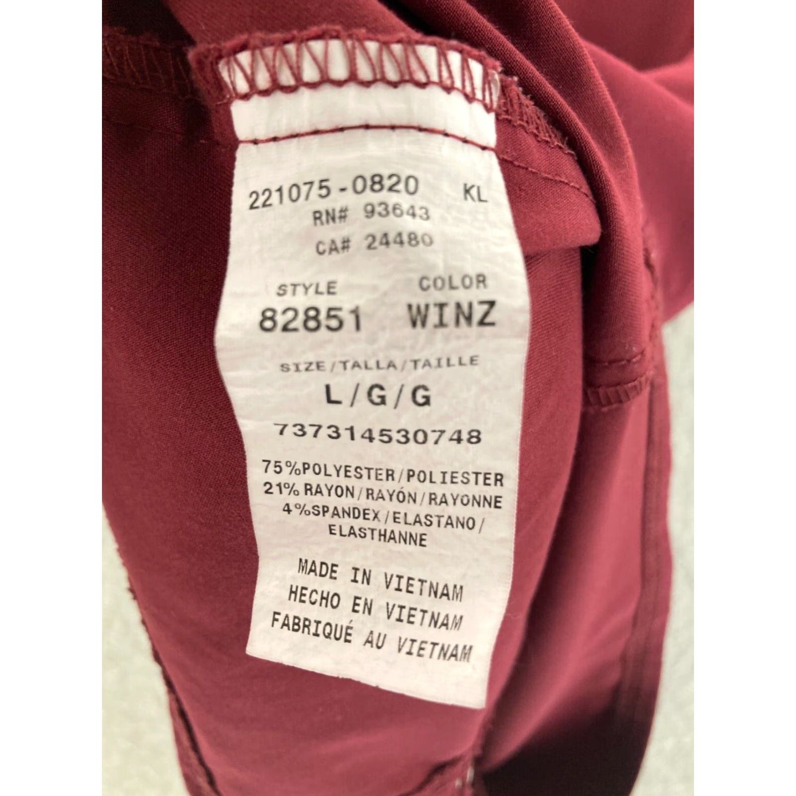 Dickies Dickies Scrub Top Womens Large Maroon Size L / US 10 / IT 46 - 6 Thumbnail