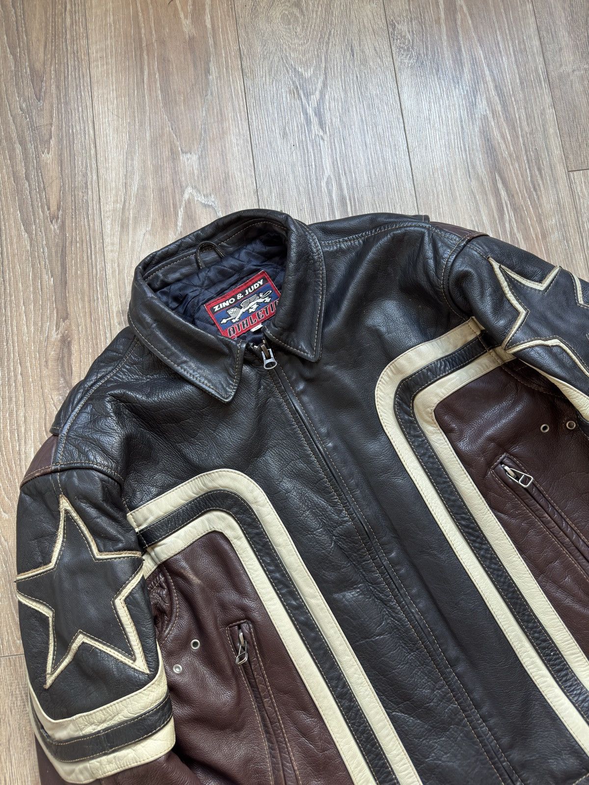 Vintage Zino & Judy Vintage 90’s Leather Biker Jacket RARE Size US M / EU 48-50 / 2 - 2 Thumbnail