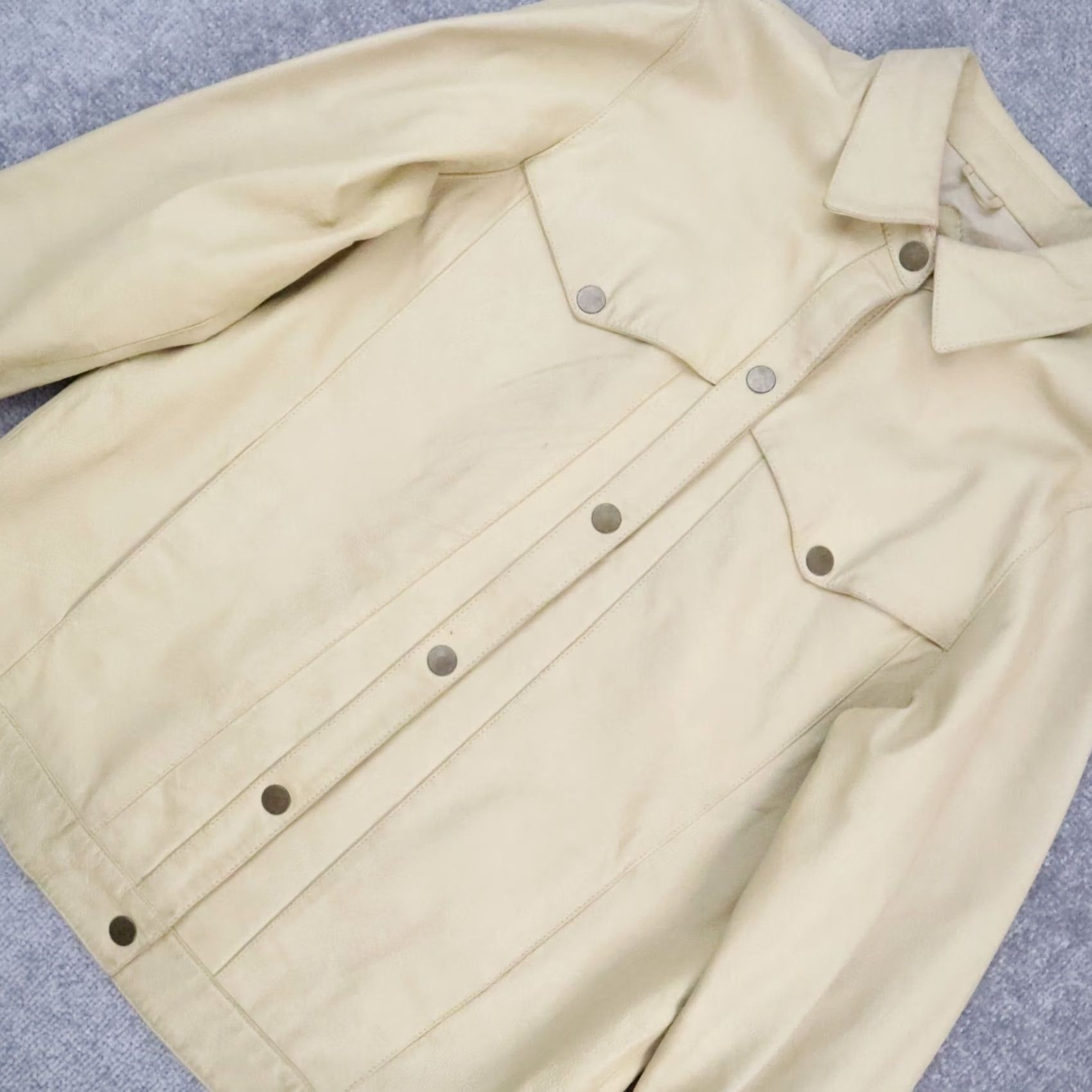 Lewis Leathers VINTAGE Terry Lewis Leather Western Jacket Mens Small Beige Long Sleeve Snap Collared USA Western Size US S / EU 44-46 / 1 - 6 Thumbnail