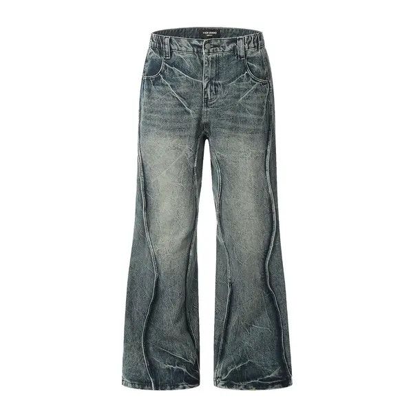 VIBE Baggy Embroidered Wide Leg Denim Jeans Size US 30 / EU 46 - 6 Thumbnail