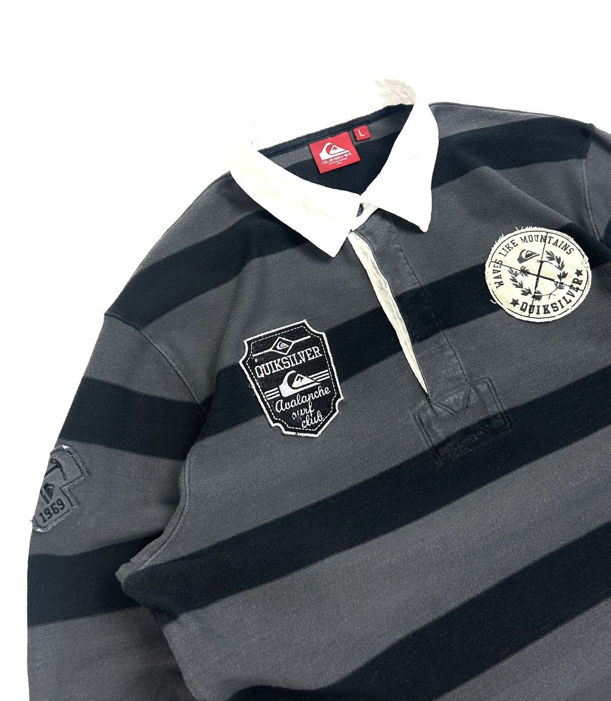 Quiksilver Vintage Quiksilver Striped Rugby Shirt Jersey Grey Y2K Size US L / EU 52-54 / 3 - 7 Thumbnail