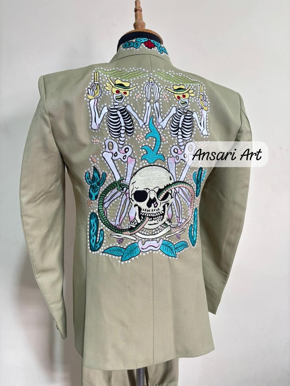 Other Men 2PC Customized Skeleton Embroidery Western party outfit Size 44R - 5 Thumbnail