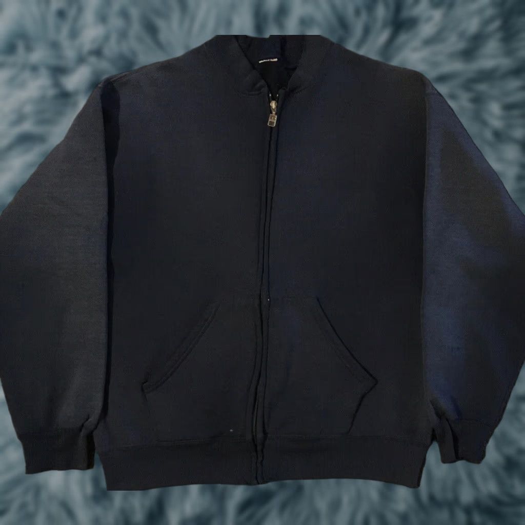 Russell Athletic VINTAGE Russell Athletic Hoodie M Navy Blue Distressed Cardigan Zip Up Sweatshirt 90s Punk Rock Urban USA Mens Size US M / EU 48-50 / 2 - 1 Thumbnail