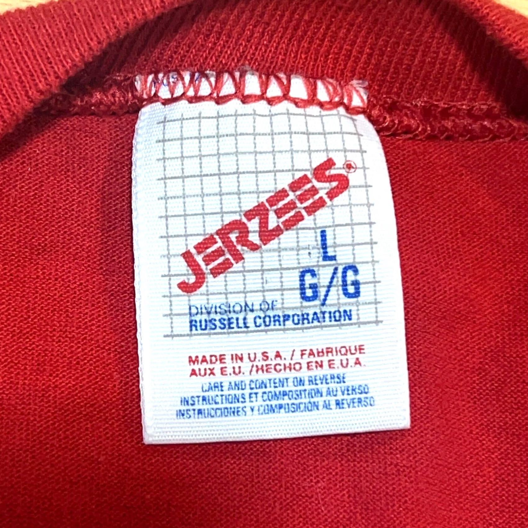 Jerzees VINTAGE Jerzees T-Shirt Mens M Red 80s 90s Jersey Knit Cotton Blend Short Sleeve Crew Neck 50/50 Size US M / EU 48-50 / 2 - 6 Thumbnail