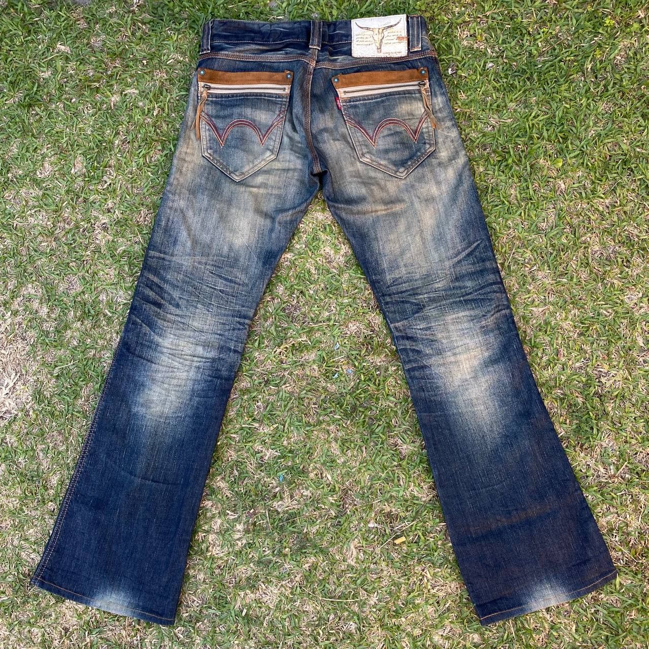 Edwin Vintage Edwin Buffalo Blue Trip Distressed Flare Jeans LGB Size US 34 / EU 50 - 1 Thumbnail