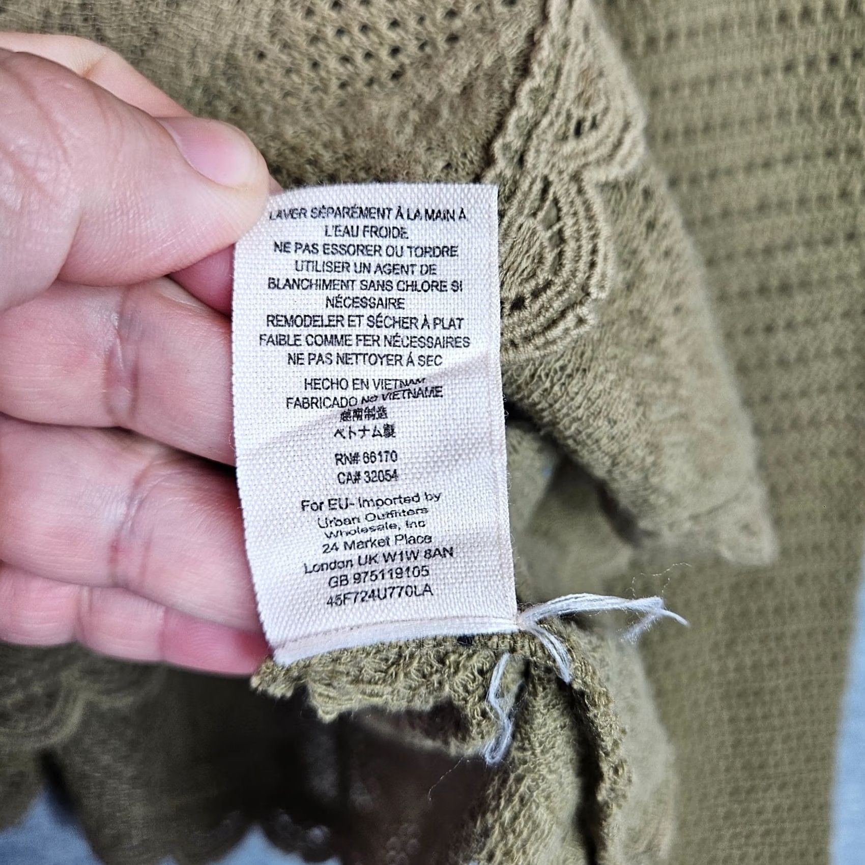 Free People Free People Women's Olive Green Crewneck Open Knit Long Sleeve Boho Top Sz S Size S / US 4 / IT 40 - 4 Thumbnail