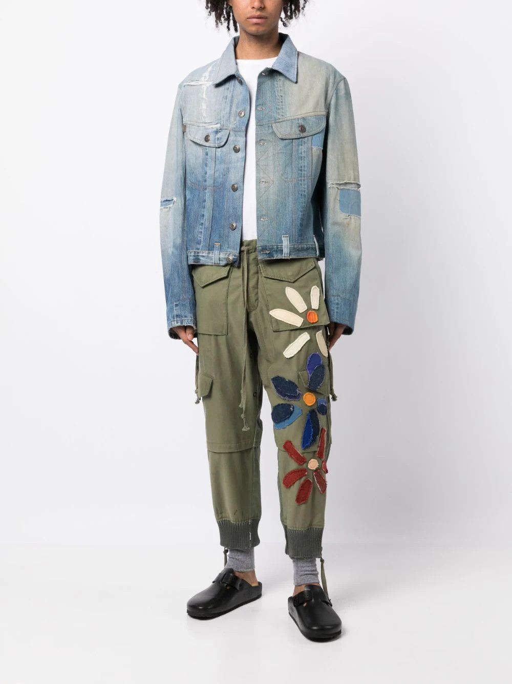 ジャケット・アウター Greg Lauren GL Jacket 3 Greg Lauren Mixed Blues GL1 Cropped Jacket | Blue | FARFETCH
