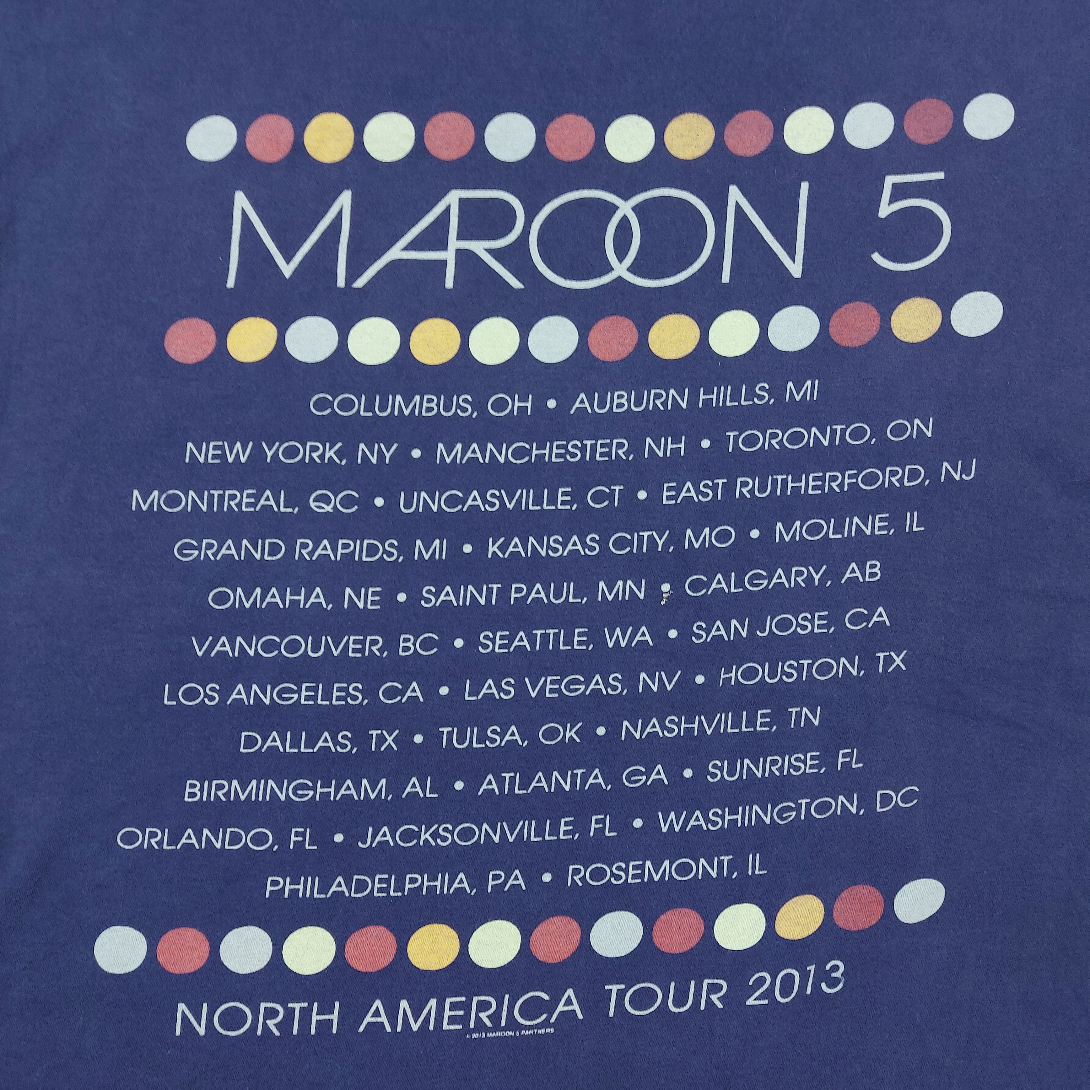 Band Tees Maroon 5 Band North America Tour 2013 Double-Sided TEE Size US XL / EU 56 / 4 - 13 Thumbnail