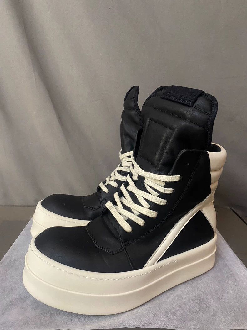 Rick Owens Rick Owens Black and Cream High-Top Sneakers Size US 7.5 / EU 40-41 - 1 Thumbnail
