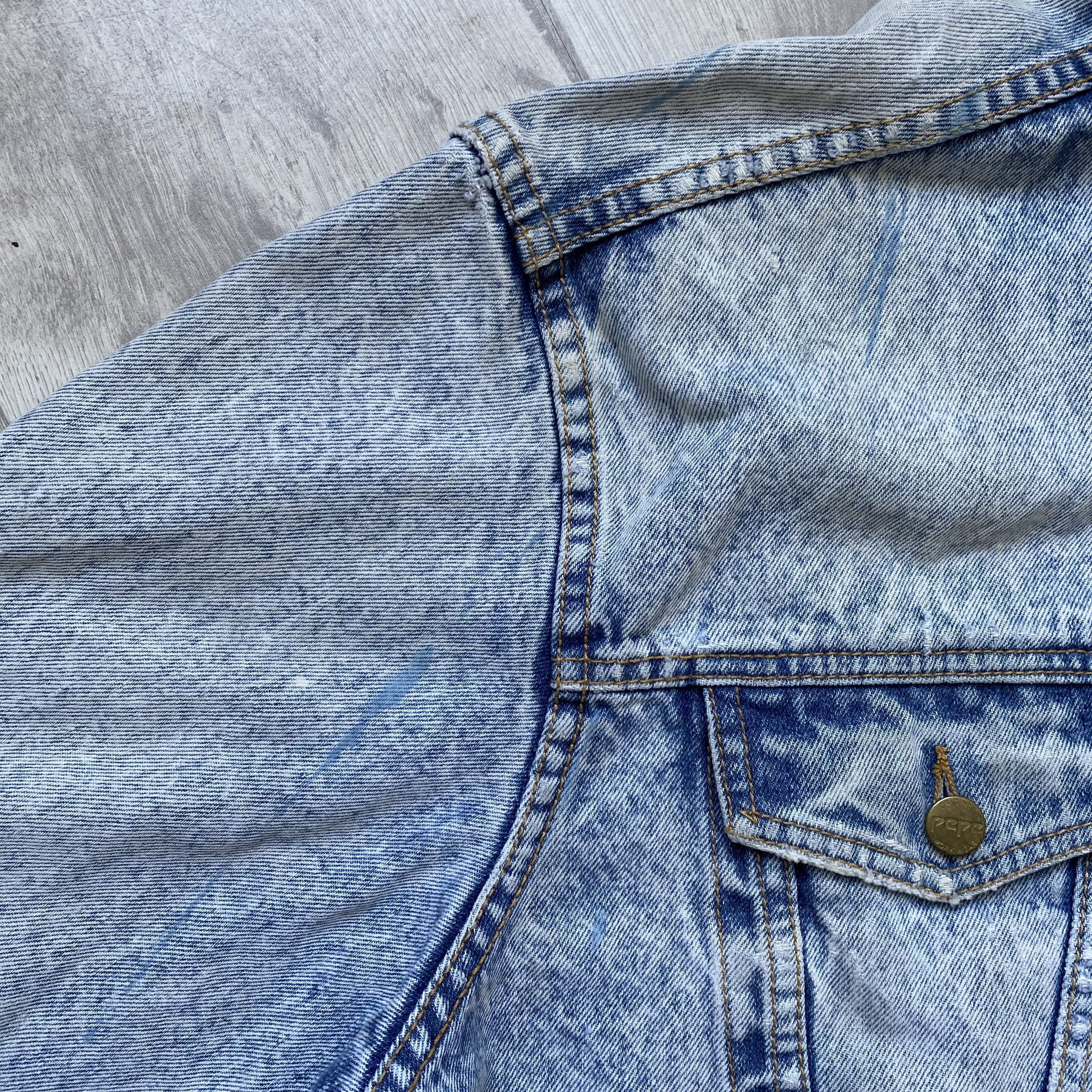 Japanese Brand CRAZY Vintage 80s Trashed Japanese Denim jacket Pepe Size US M / EU 48-50 / 2 - 12 Thumbnail