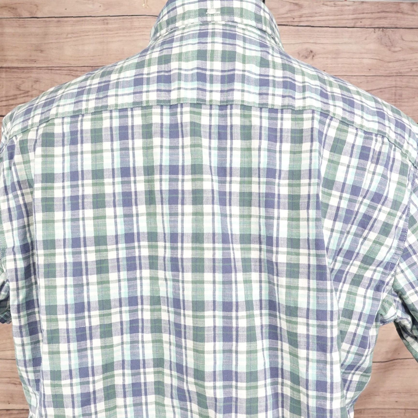Vintage VINTAGE L.L. Bean Shirt Men Large Green Blue Plaid Button Down Casual Fit Short Sleeve Size US L / EU 52-54 / 3 - 5 Thumbnail