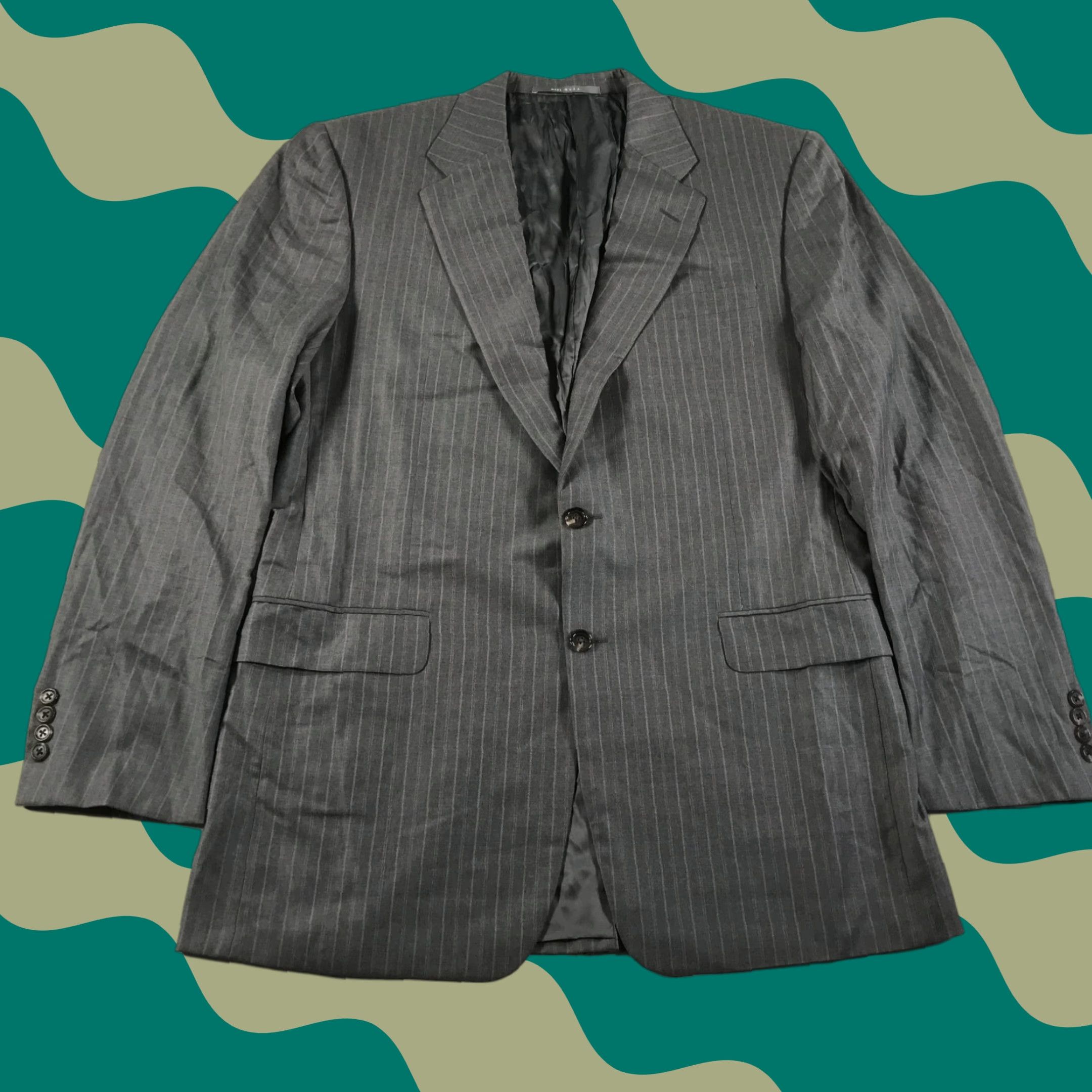 Hickey Freeman Blazer Mens 42 L Gray Brown Pinstripes Wool Made In USA